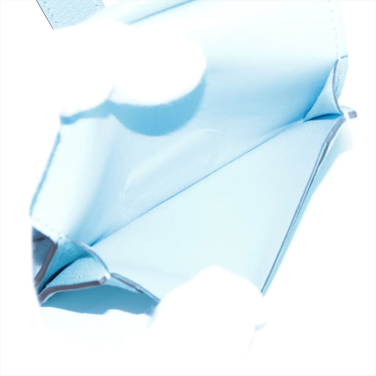 Bearn Mini Chevre Misor Coin Case Light Blue Silver Hardware K:2025 — view 5