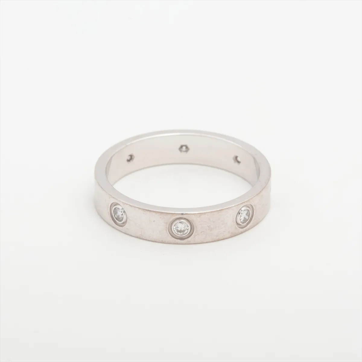 Mini Love Full Diamond Ring, 750 (WG), 4.7g, Size 54, TN5158, Minor dents, rounded edges. — view 2