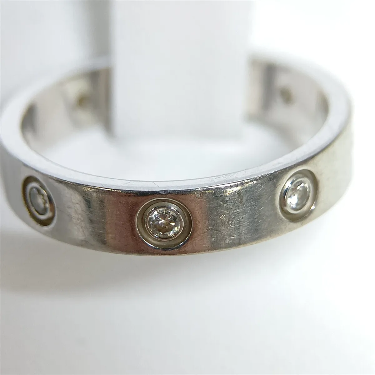 Mini Love Full Diamond Ring, 750 (WG), 4.7g, Size 54, TN5158, Minor dents, rounded edges. — view 6