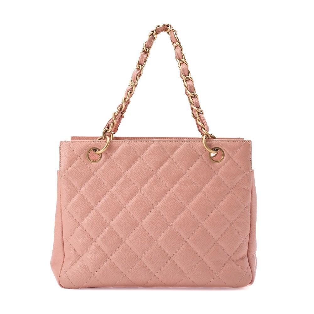 Caviar leather, Coco Mark, PTT chain handle, beige, gold hardware. — view 2