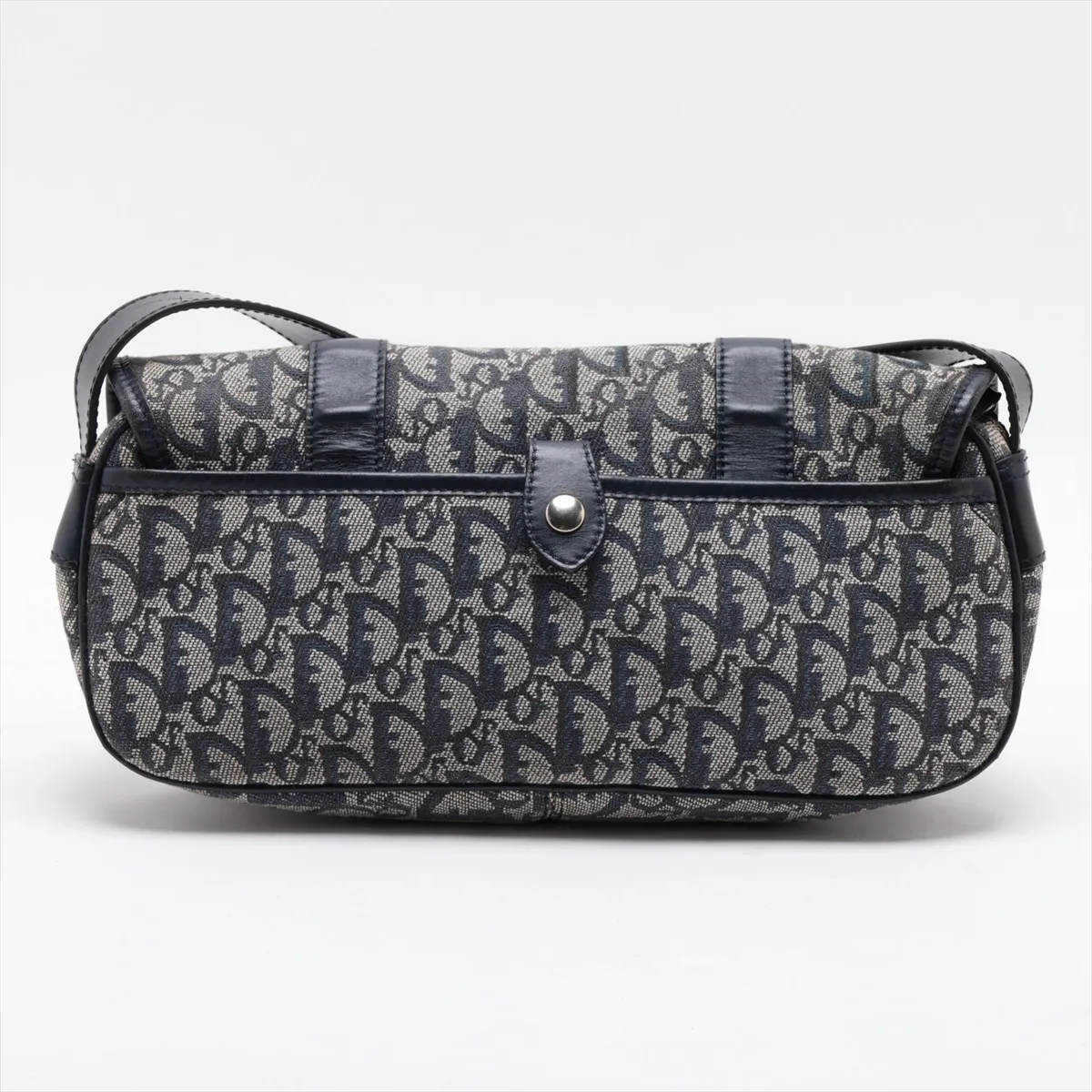 Trotter Canvas x Leather Shoulder Bag, Navy — view 2