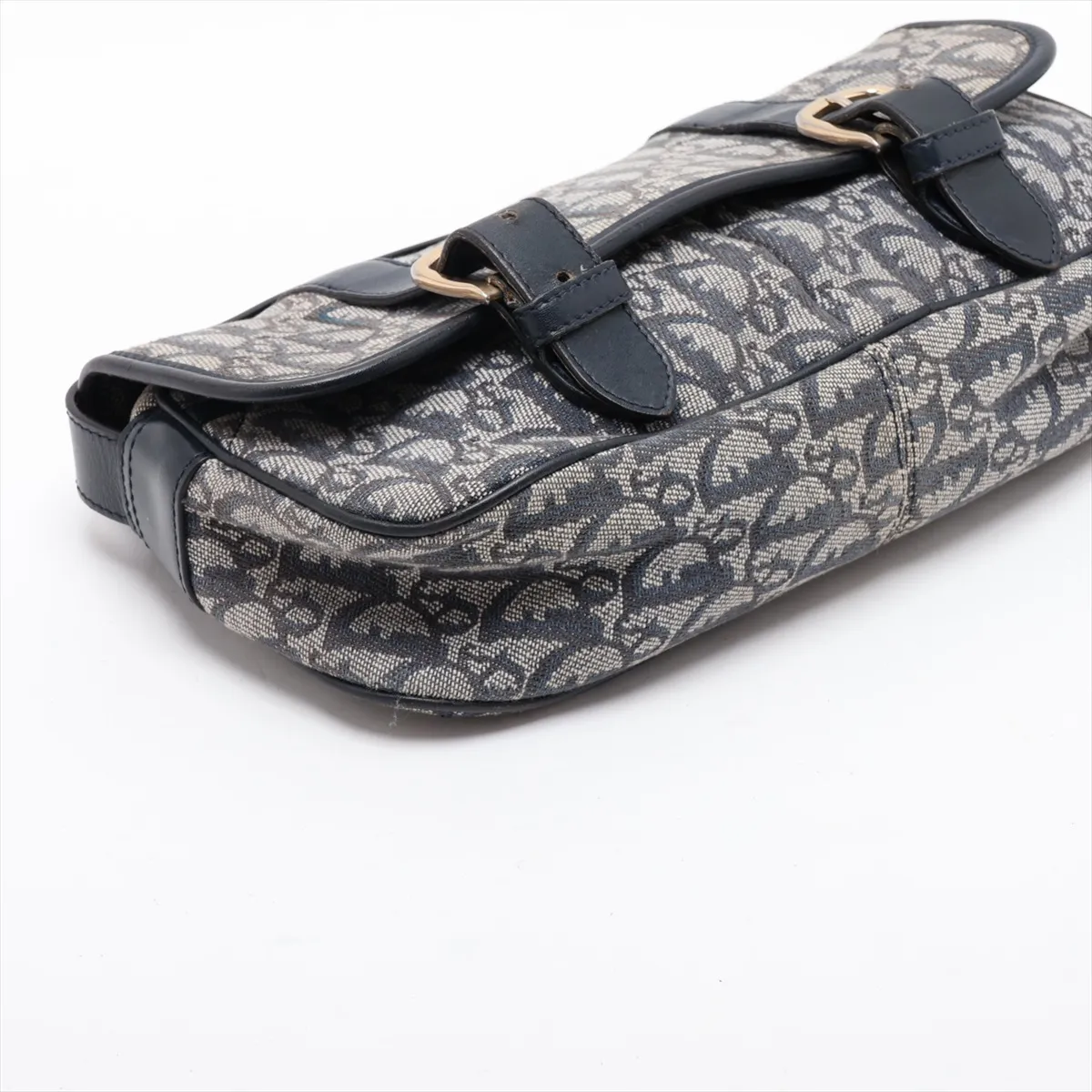 Trotter Canvas x Leather Shoulder Bag, Navy — view 4