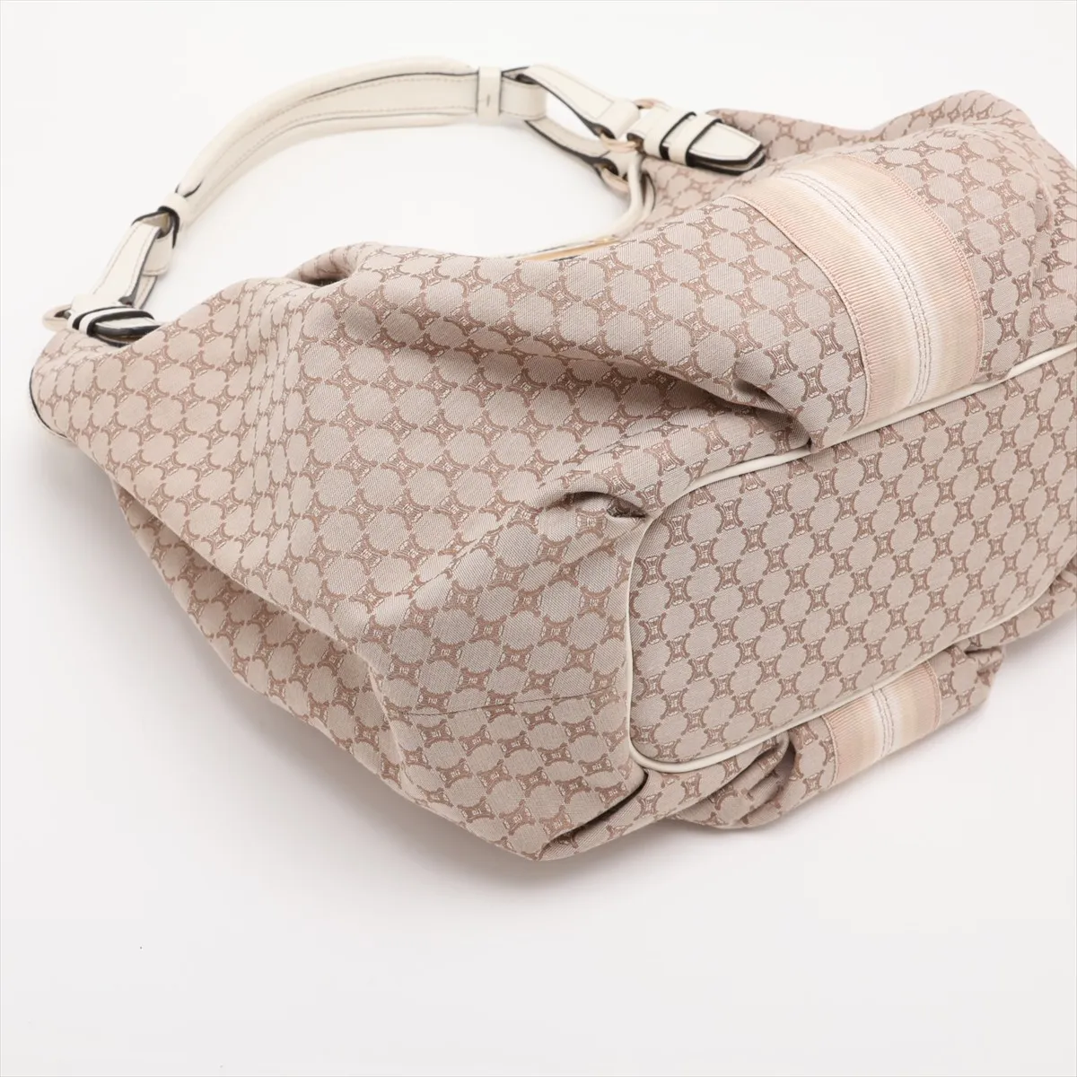 Paris Macadam Canvas x Leather Shoulder Bag, Beige x White — view 4