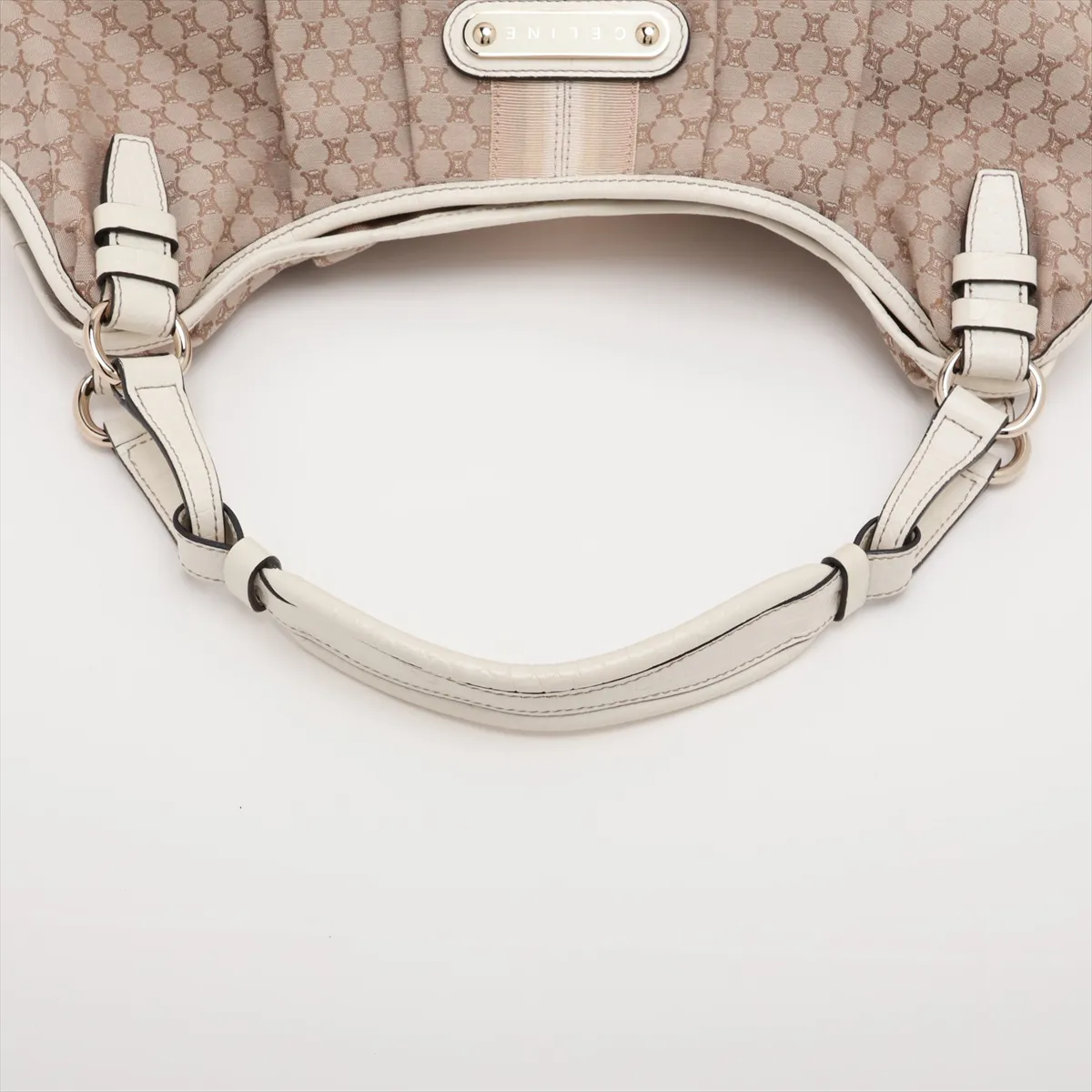 Paris Macadam Canvas x Leather Shoulder Bag, Beige x White — view 5