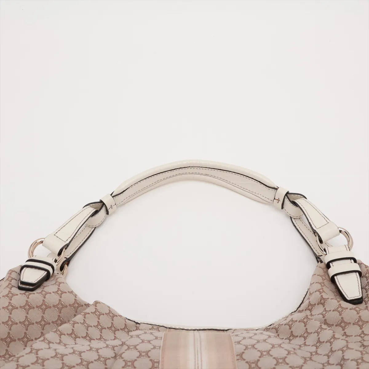 Paris Macadam Canvas x Leather Shoulder Bag, Beige x White — view 6