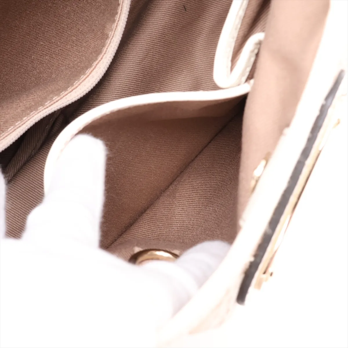 Paris Macadam Canvas x Leather Shoulder Bag, Beige x White — view 9