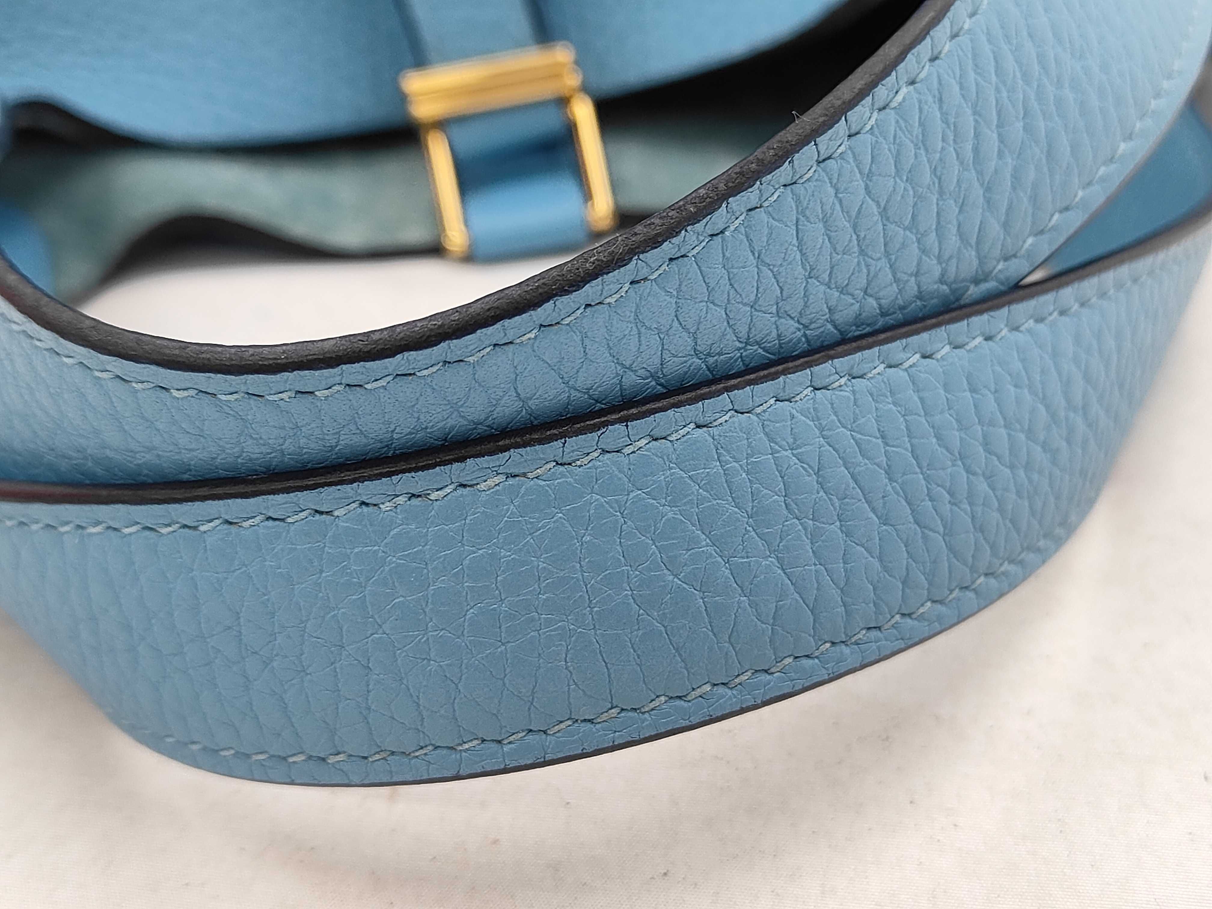 Picotin Lock 18 PM, Taurillon Clemence leather, Blue Nord, Gold hardware, D: 2019, Handbag — view 4