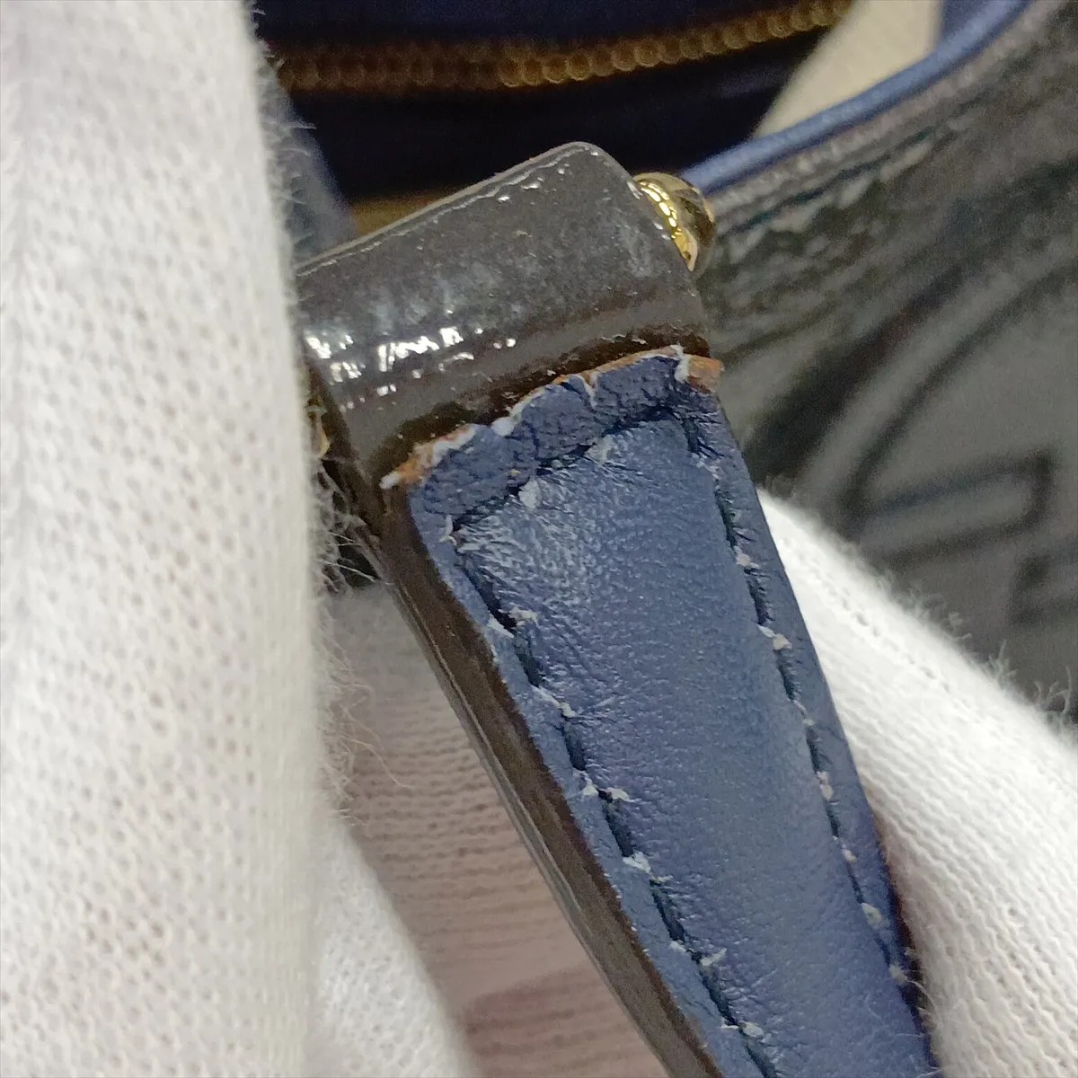 336751 Patent Leather Handbag, Navy — view 10