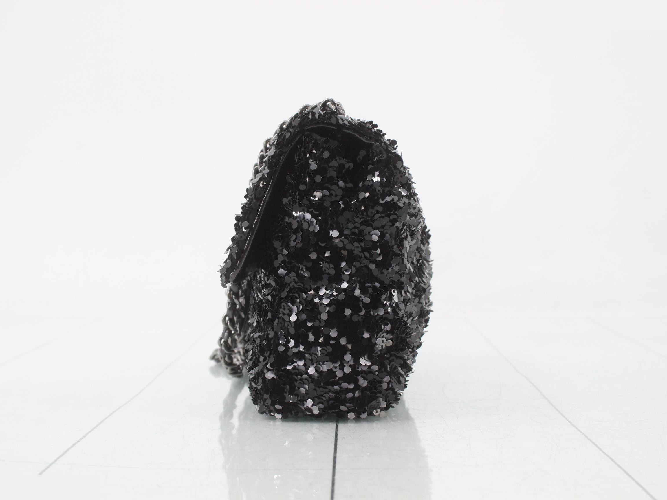 sequined mini matelassé chain shoulder bag — view 3