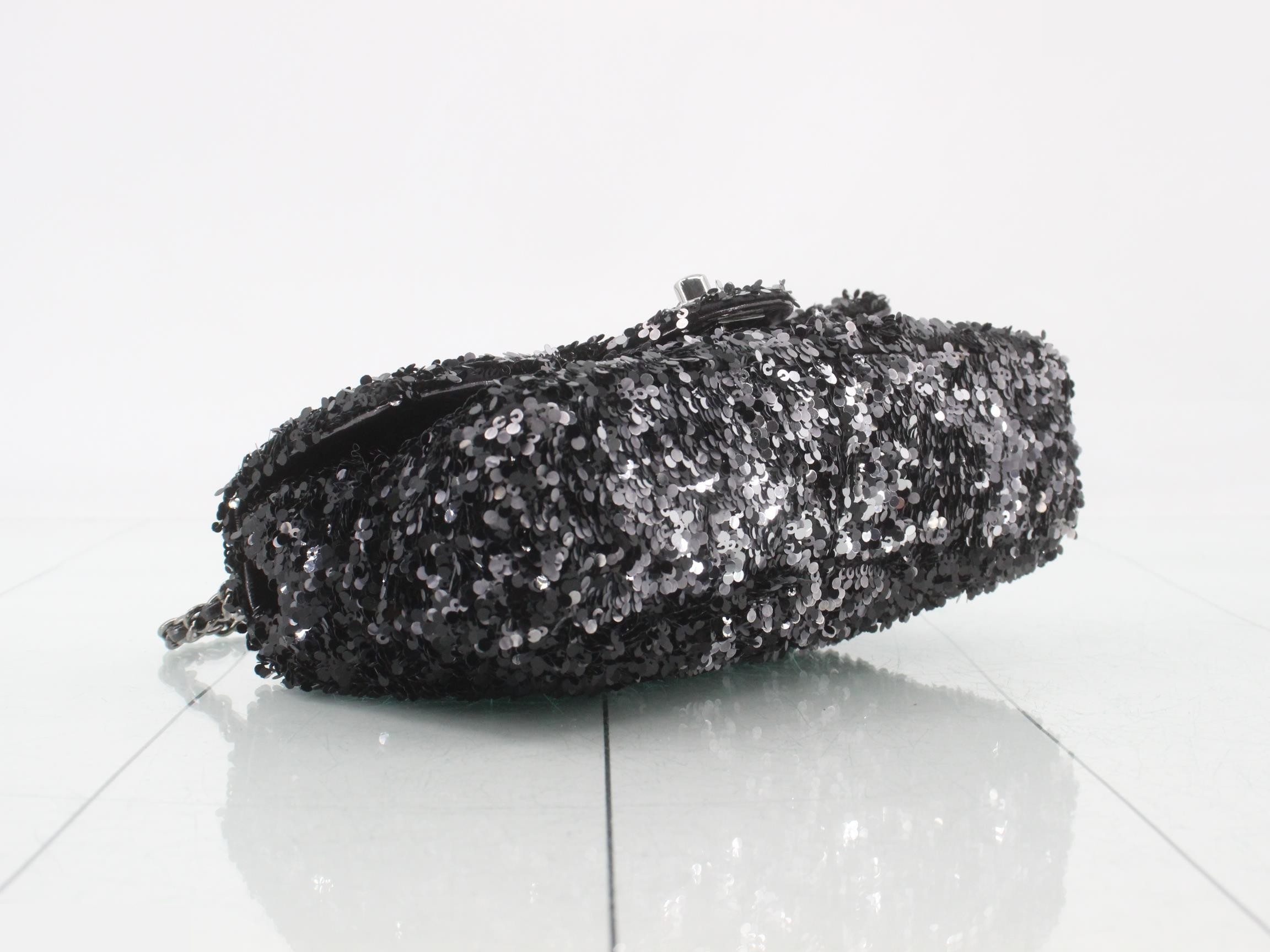 sequined mini matelassé chain shoulder bag — view 5