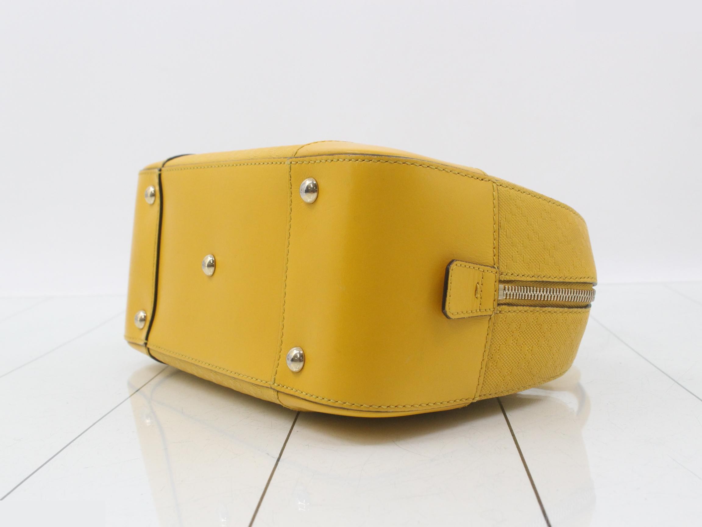 Bright Diamante Leather 2-Way Handbag, Yellow — view 6