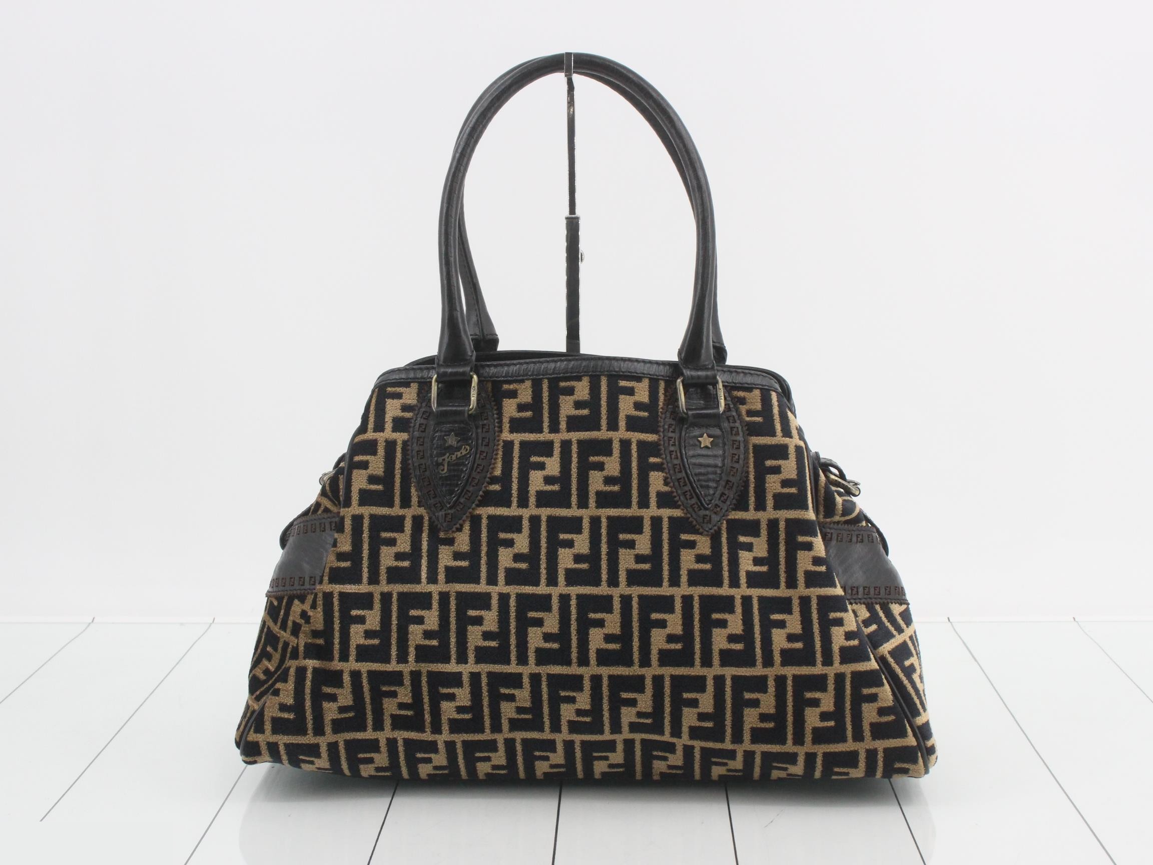 ZUCCA Etnico Shopper Tote, Pile/Embossed, Black x Brown, W41cm
