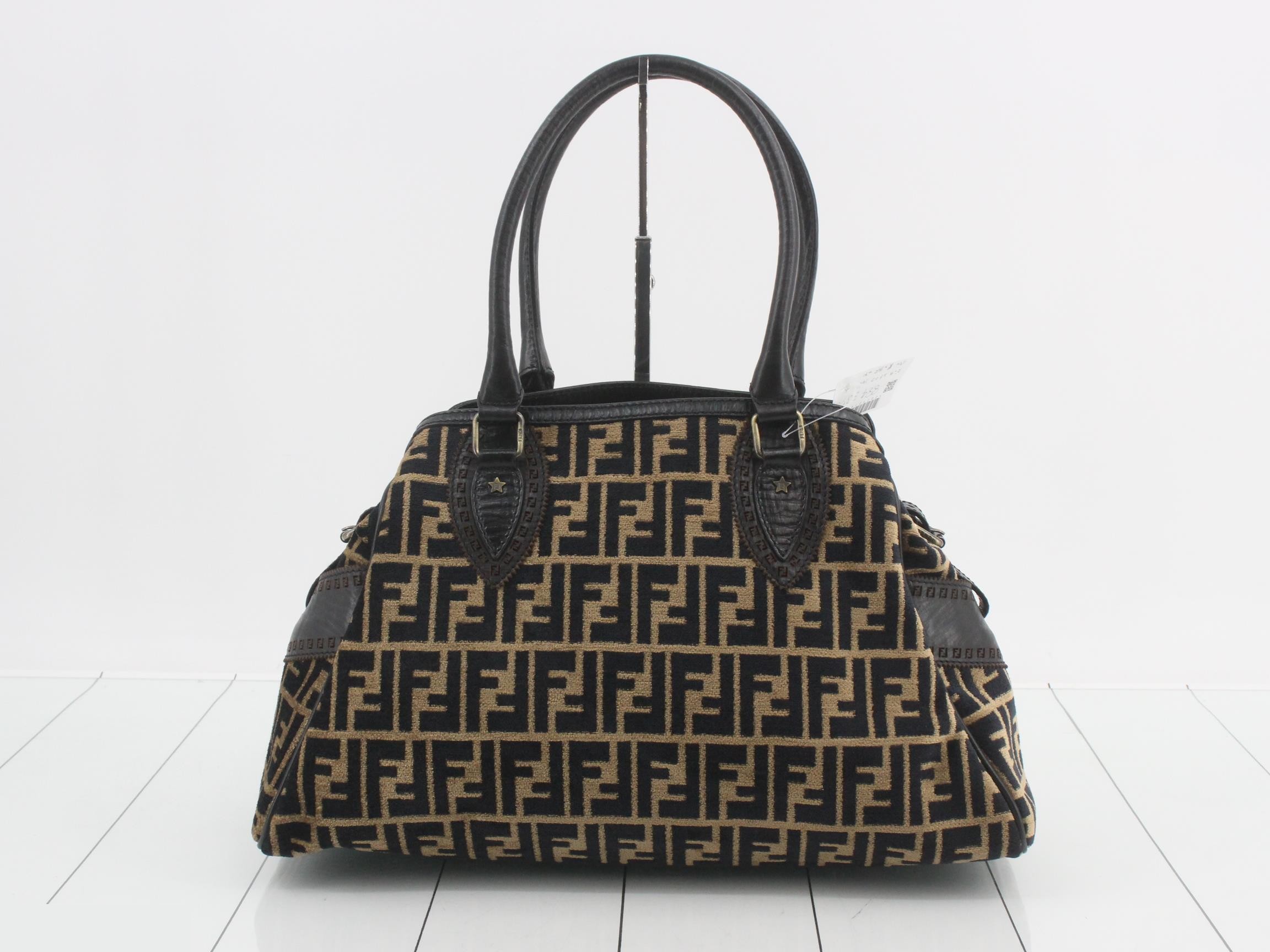 ZUCCA Etnico Shopper Tote, Pile/Embossed, Black x Brown, W41cm — view 2
