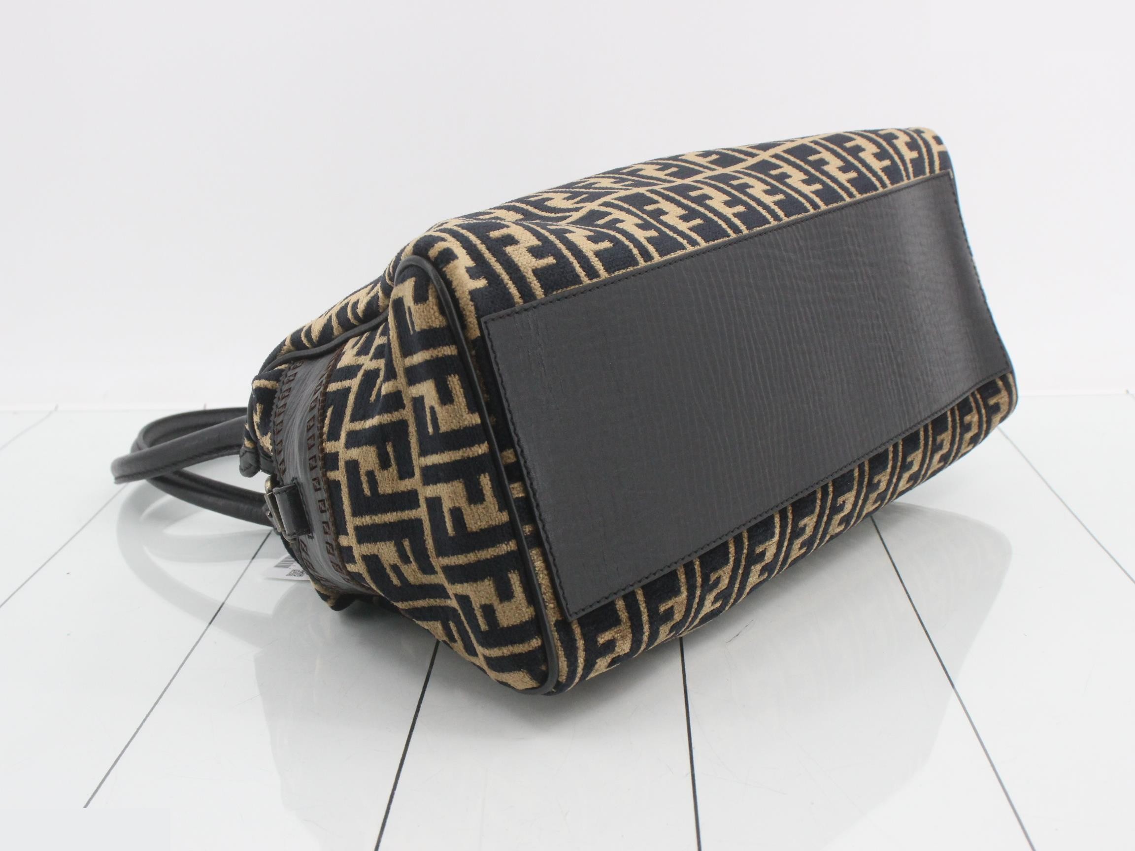 ZUCCA Etnico Shopper Tote, Pile/Embossed, Black x Brown, W41cm — view 5