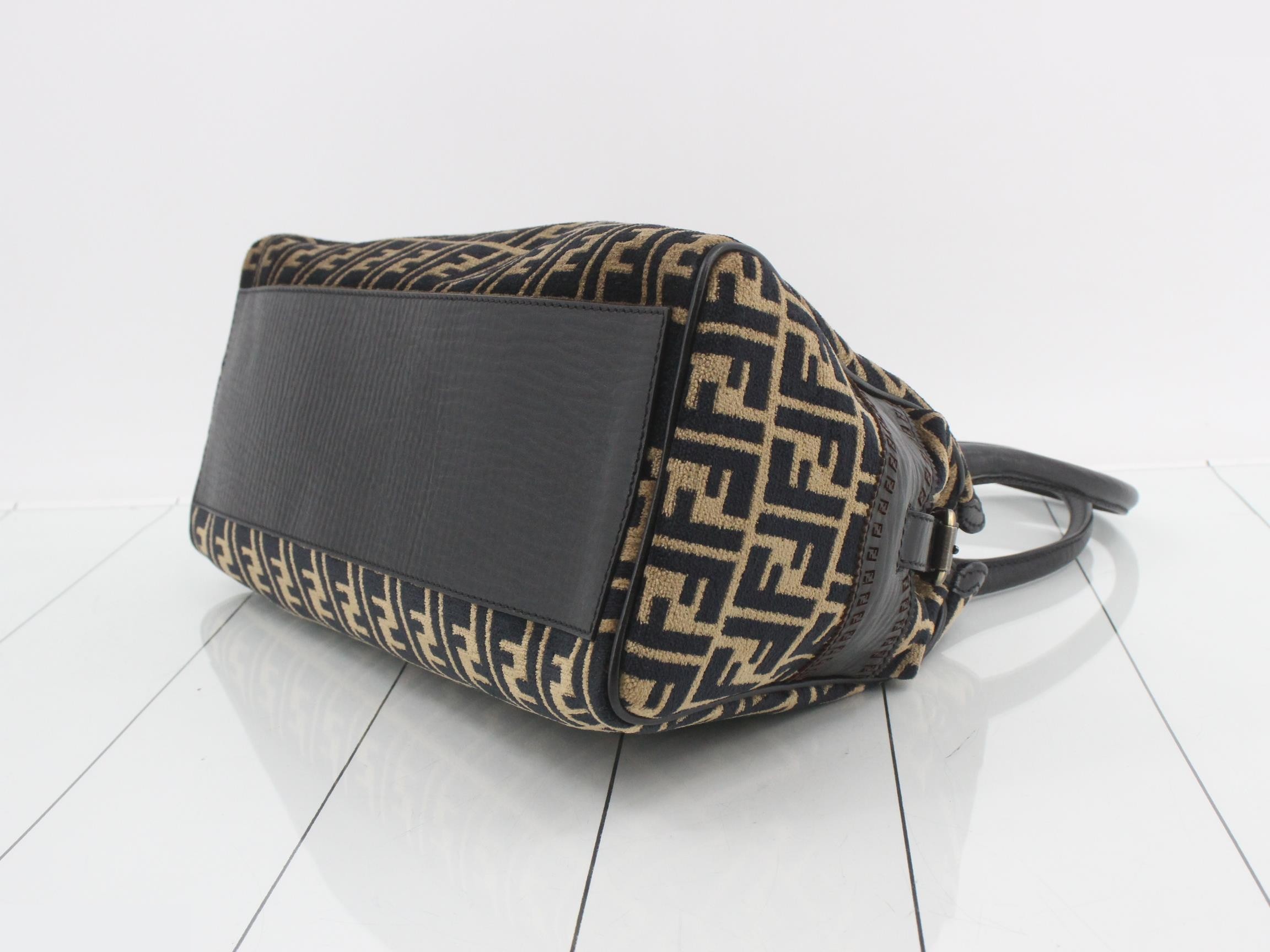 ZUCCA Etnico Shopper Tote, Pile/Embossed, Black x Brown, W41cm — view 6