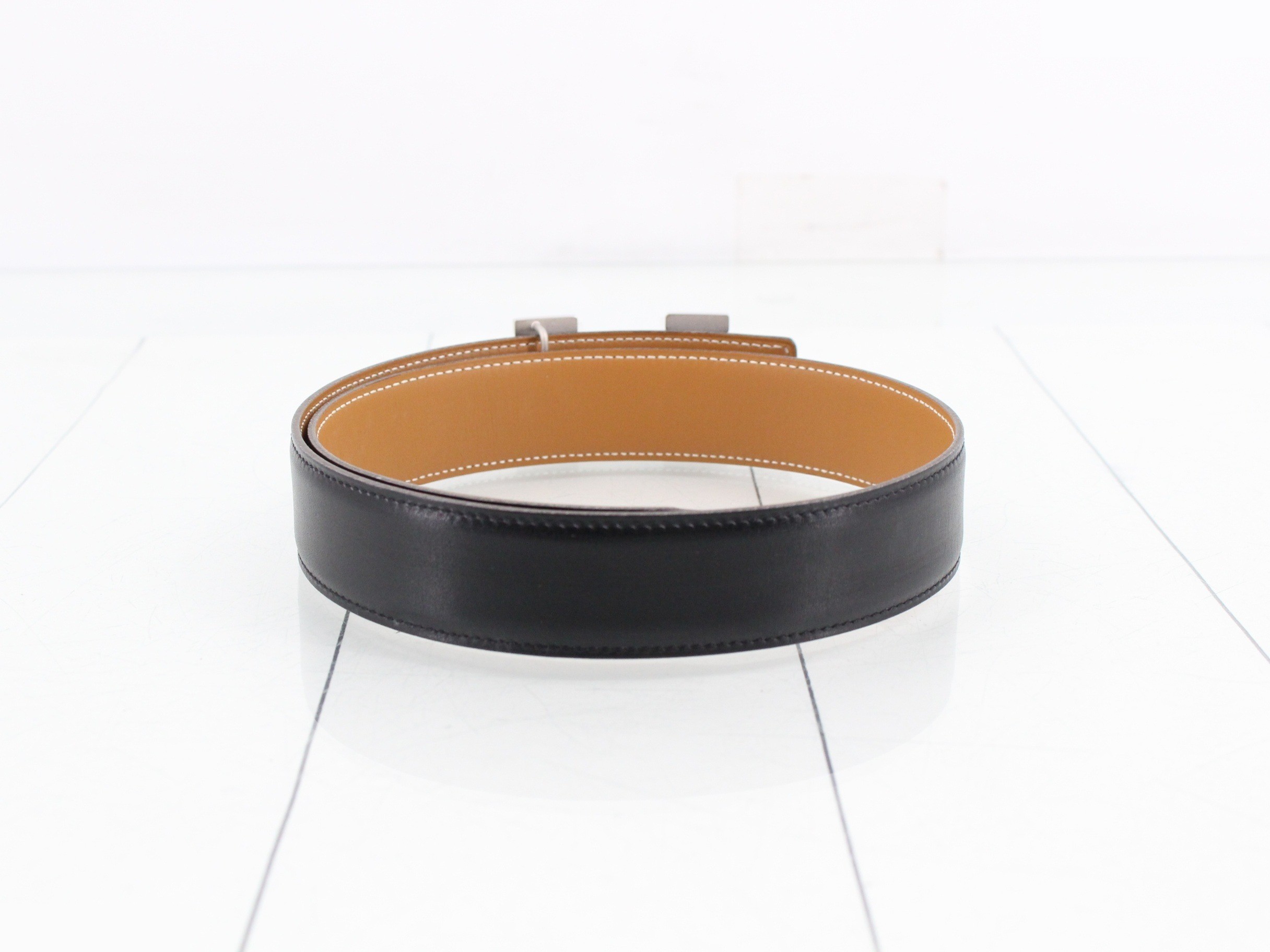 Constance H-belt, size 65, C stamp, black, silver hardware. — view 2