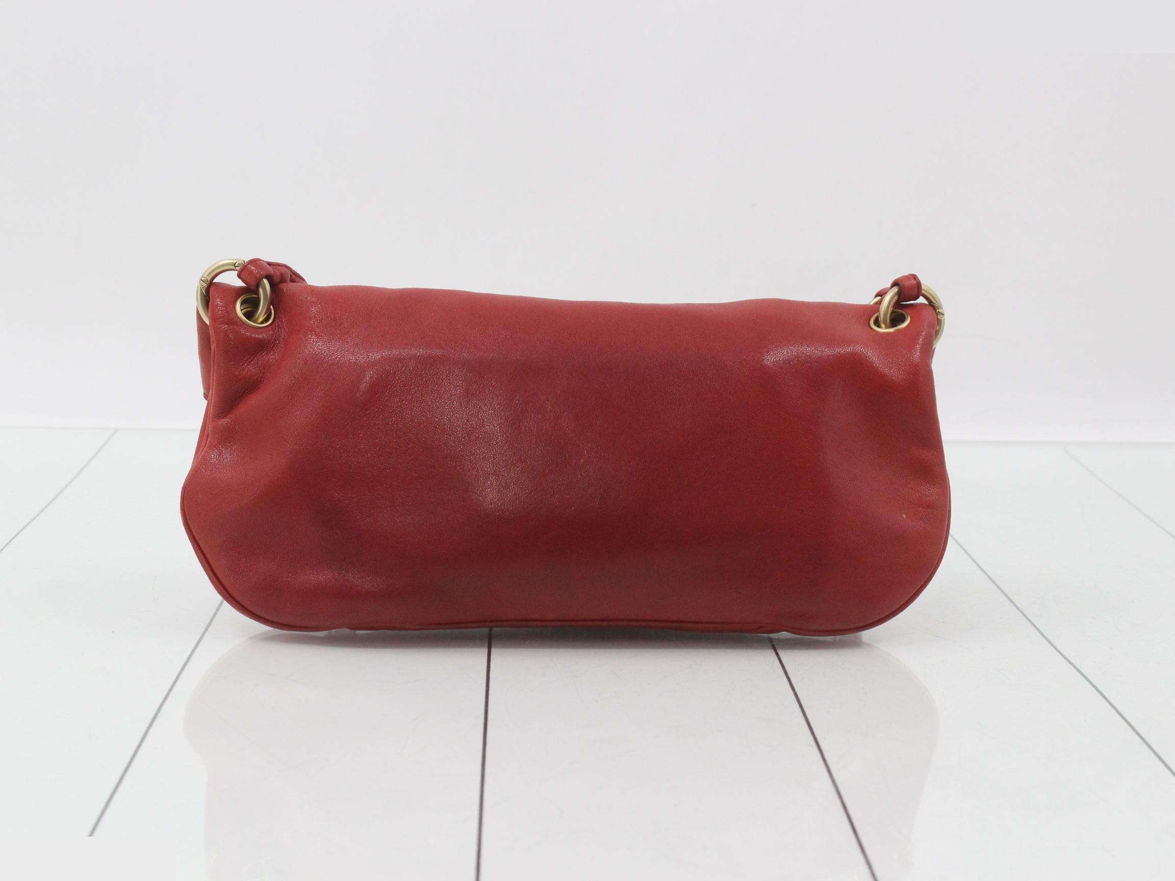 leather chain shoulder bag, red, serial number 8. — view 2