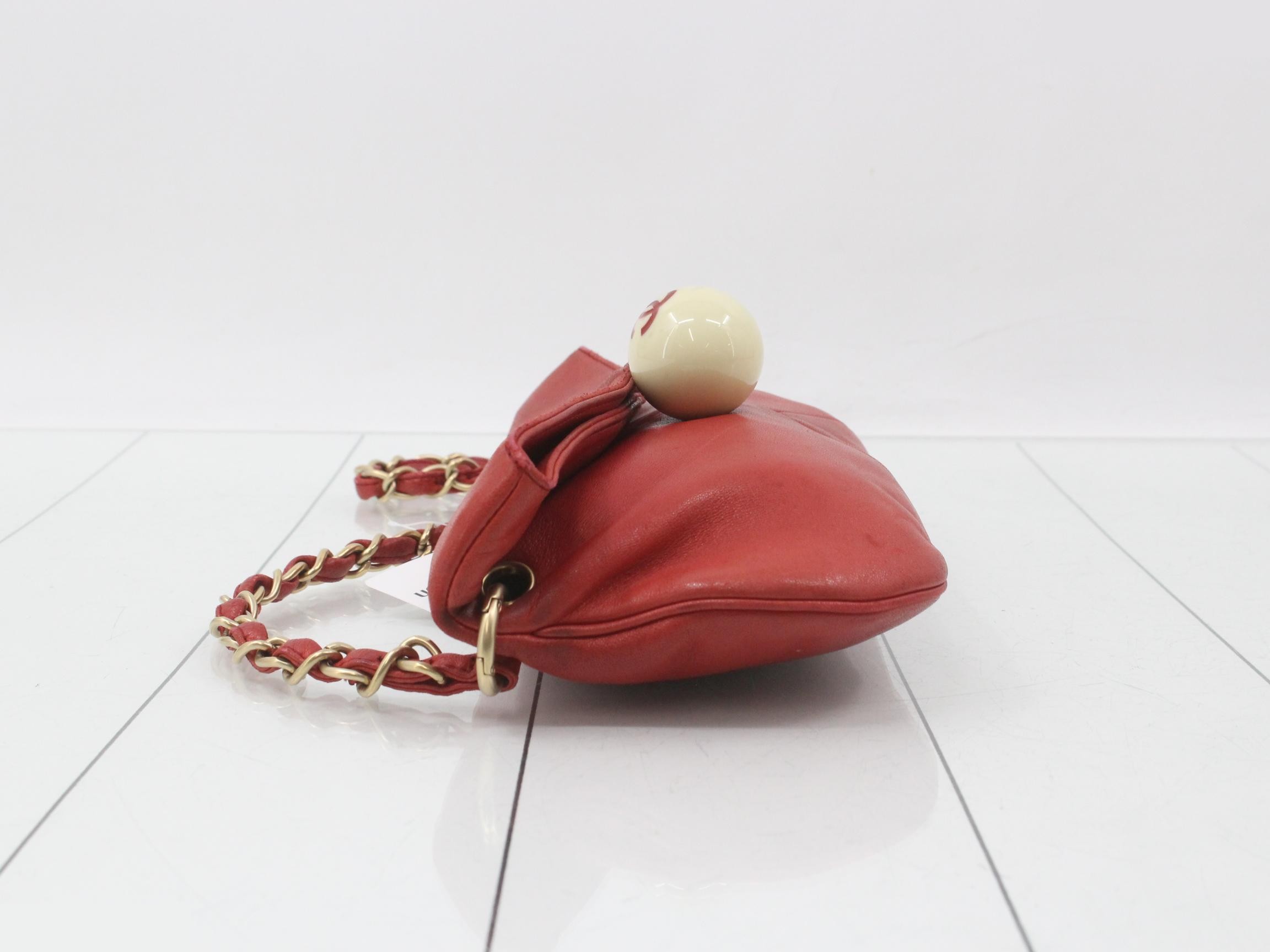 leather chain shoulder bag, red, serial number 8. — view 4