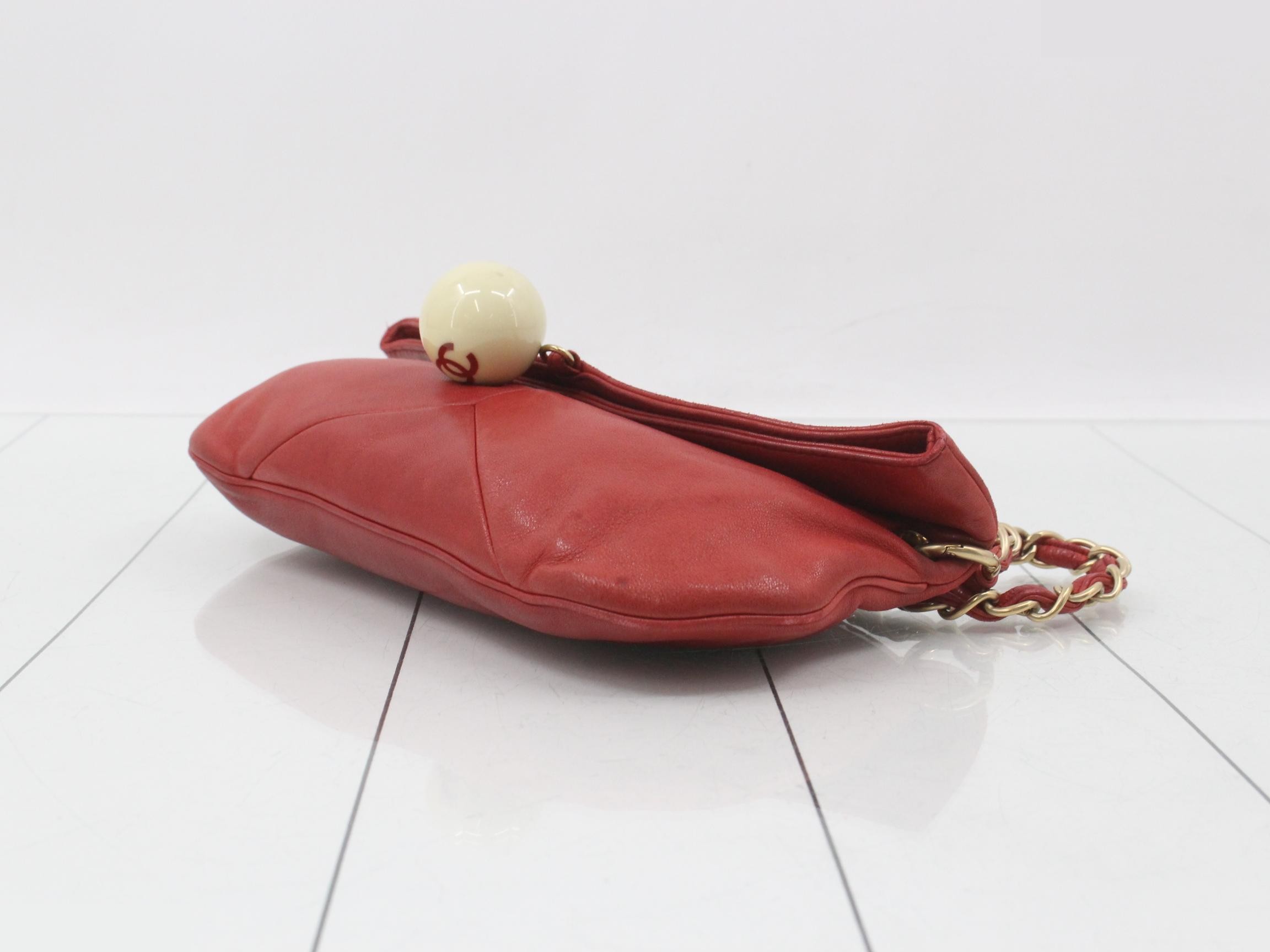 leather chain shoulder bag, red, serial number 8. — view 6
