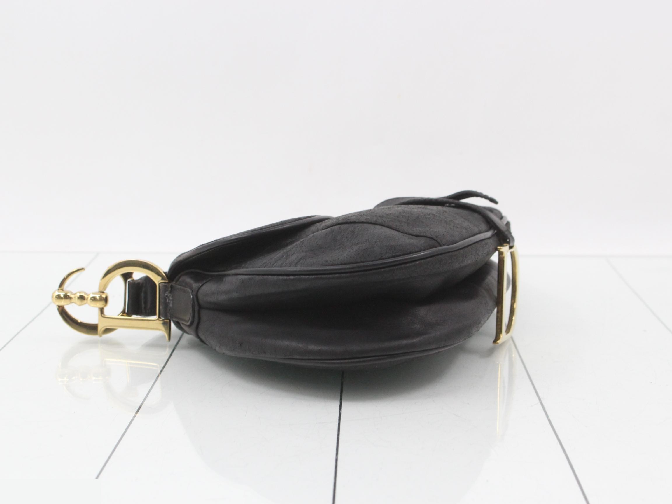 Saddlebag, gold hardware, leather, black — view 5