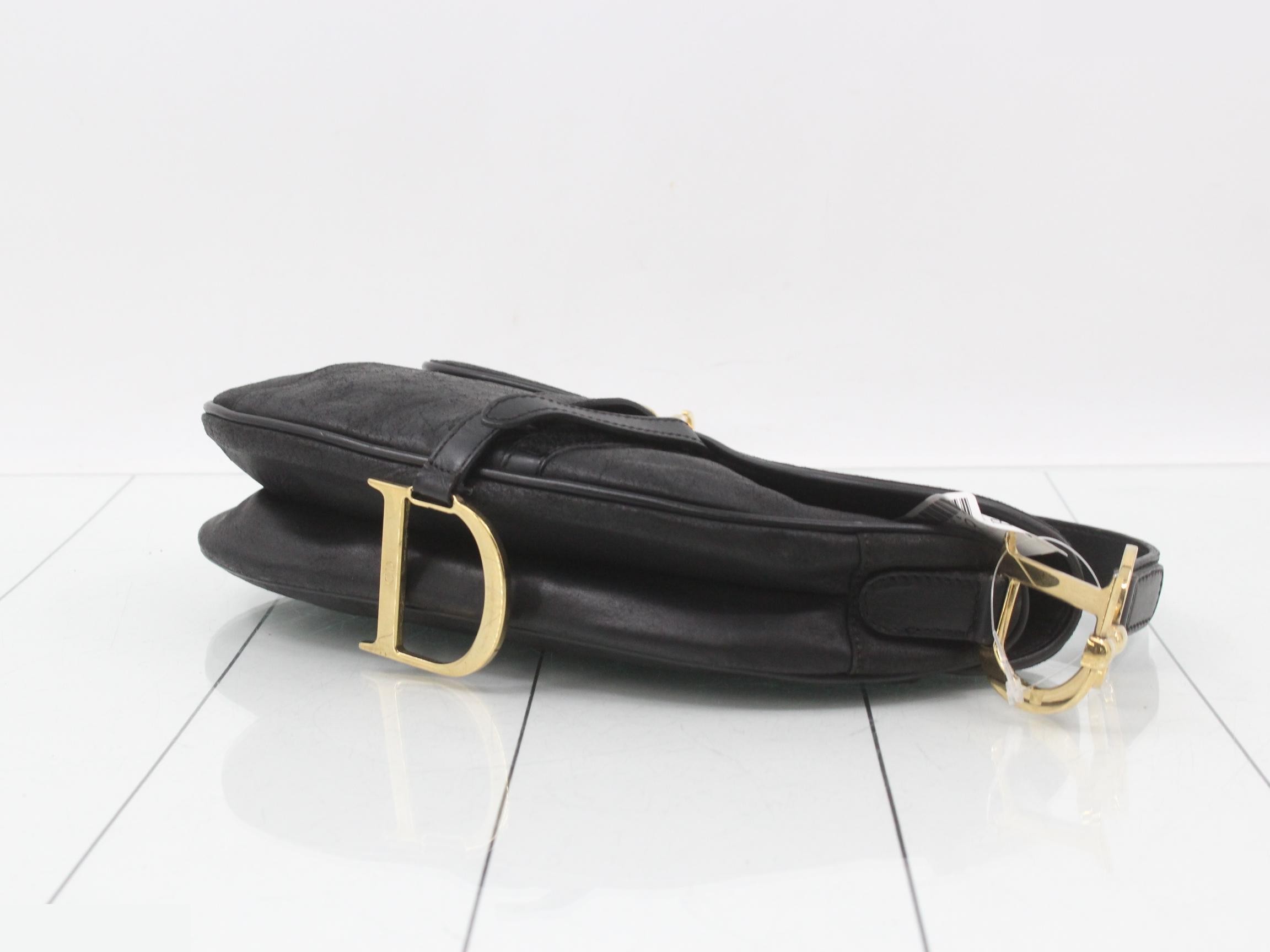 Saddlebag, gold hardware, leather, black — view 6