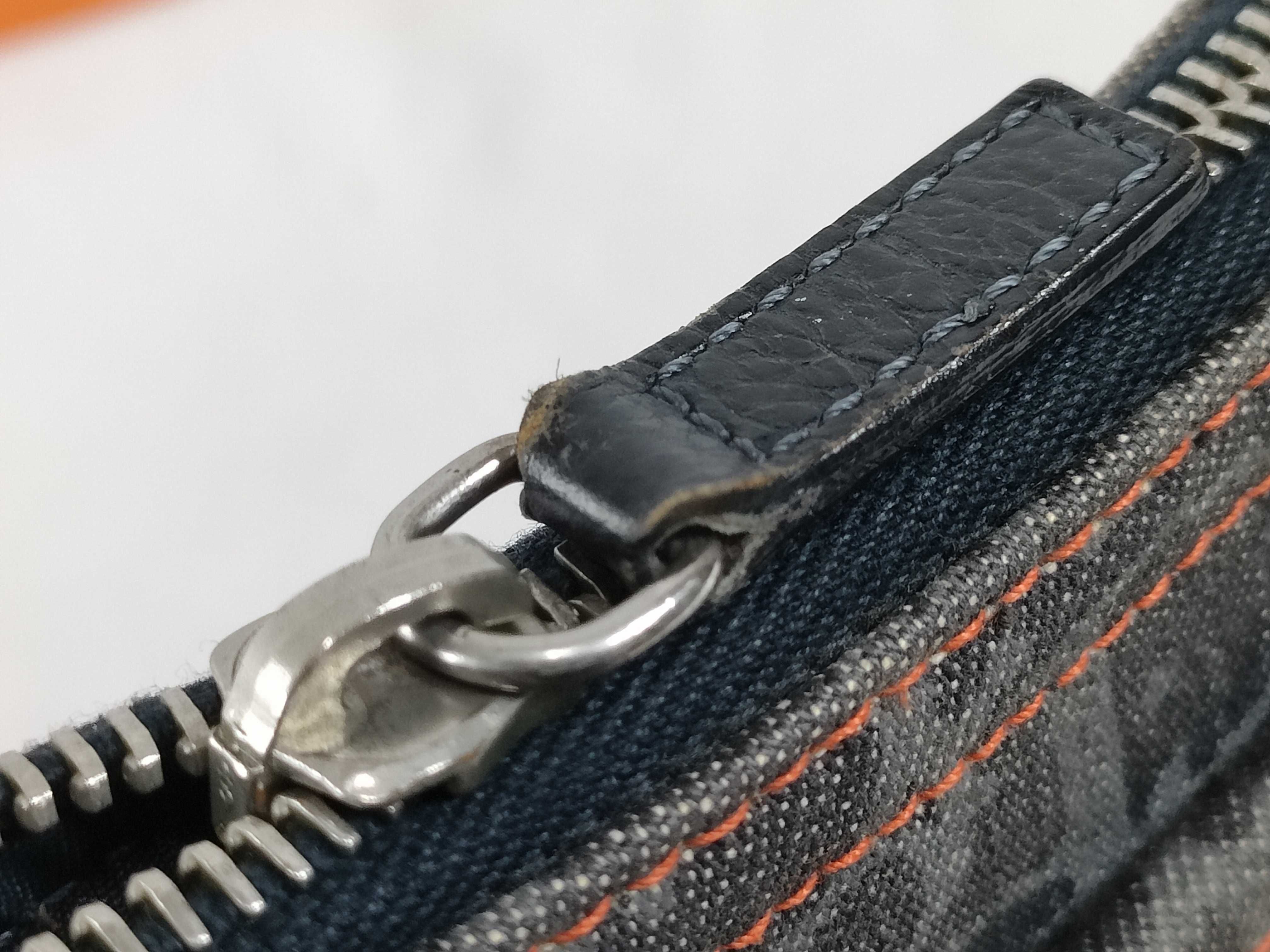 Trotter Saddle Flight Line Denim Shoulder Bag with CD Hardware, Gray x Orange — view 15