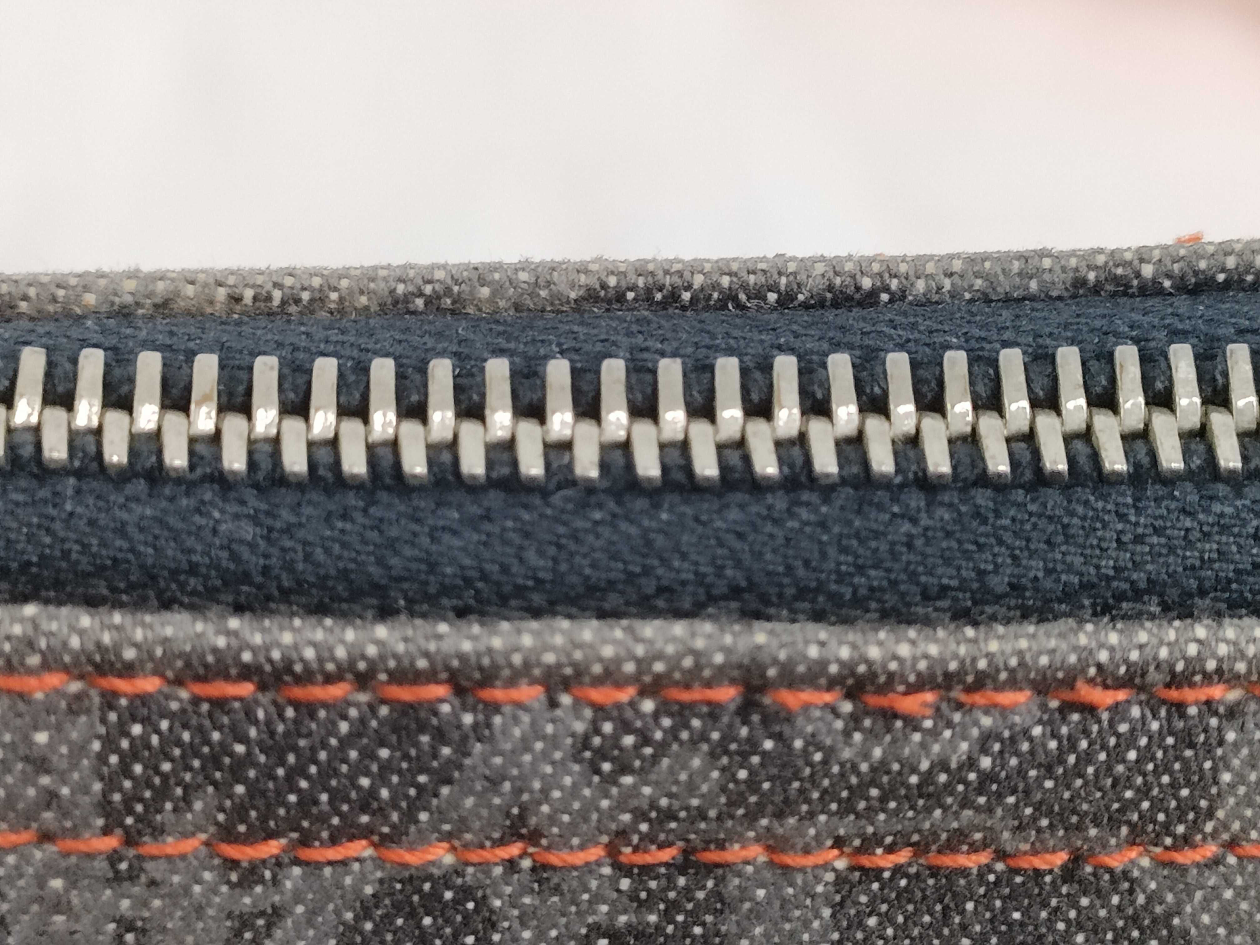 Trotter Saddle Flight Line Denim Shoulder Bag with CD Hardware, Gray x Orange — view 6