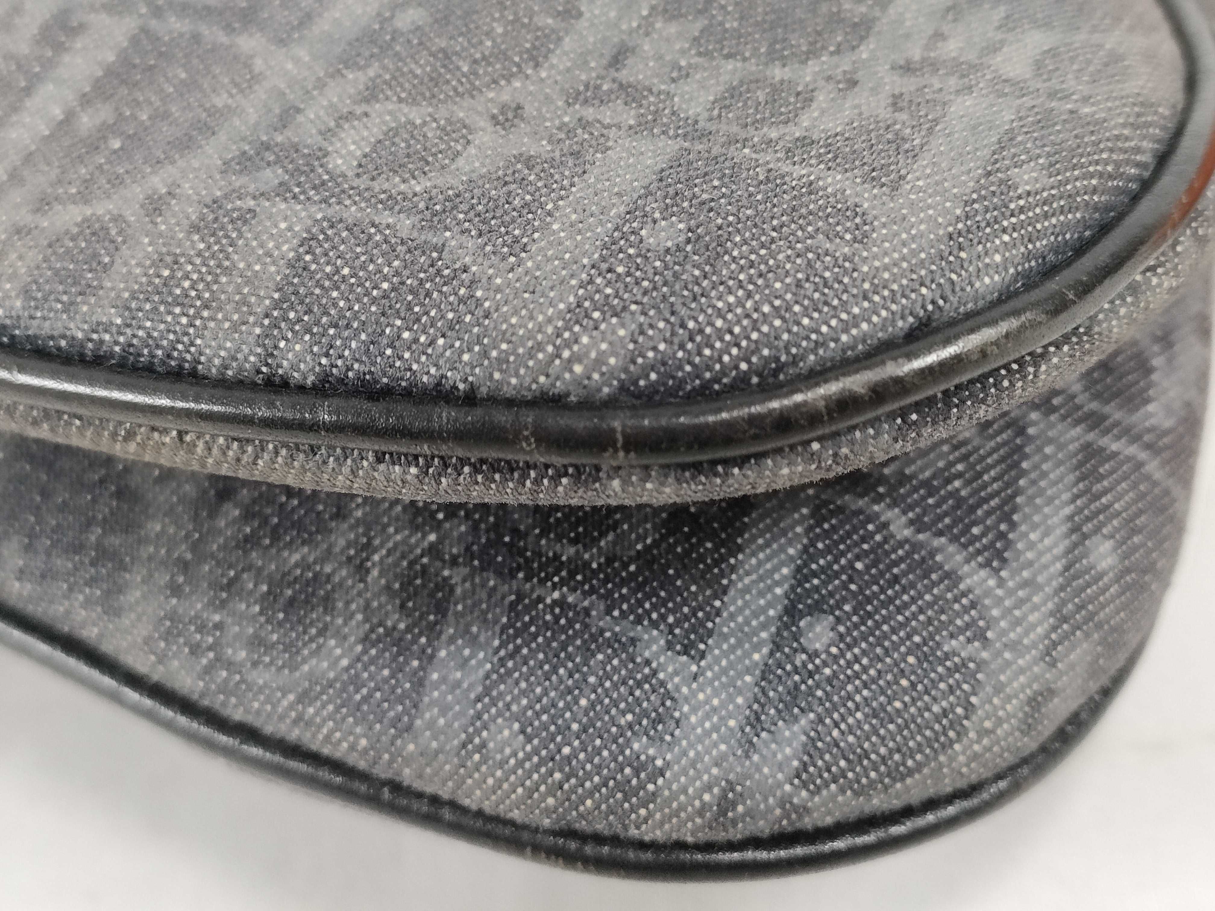 Trotter Saddle Flight Line Denim Shoulder Bag with CD Hardware, Gray x Orange — view 7