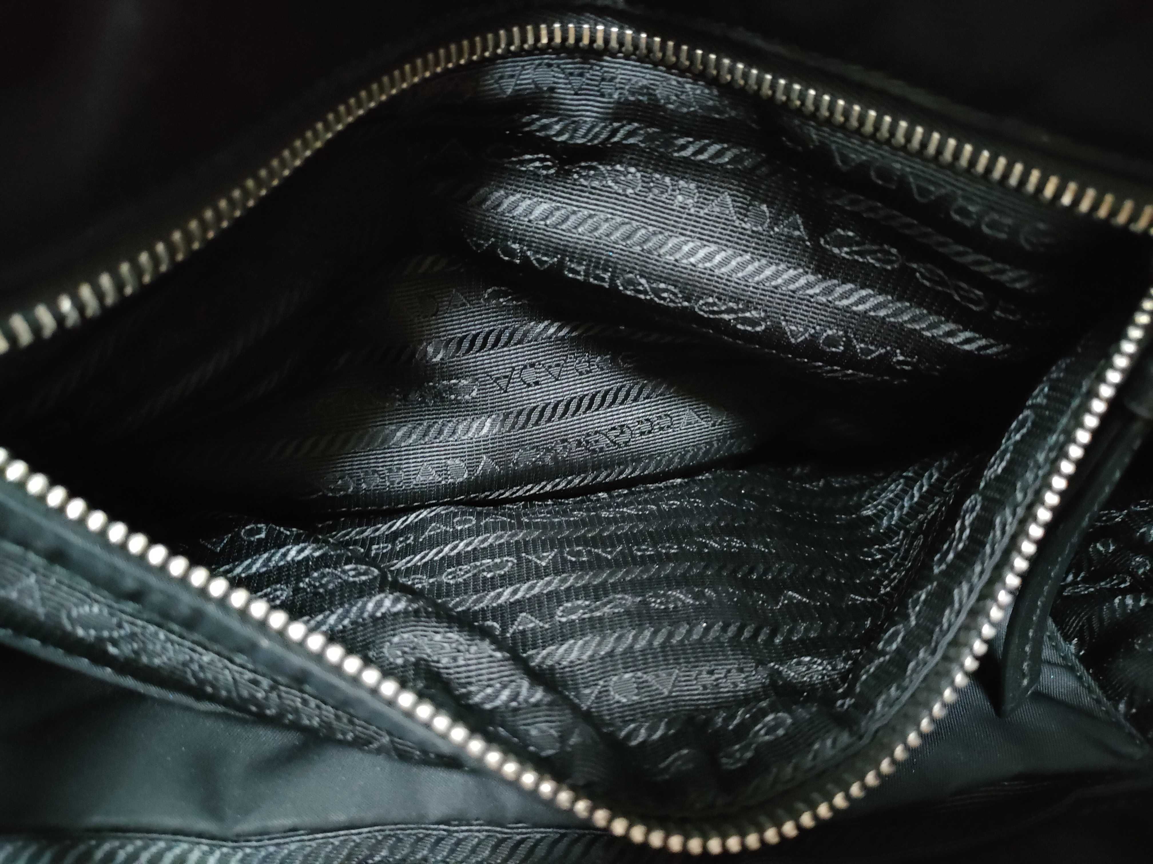 Nylon Prada Tessuto Quilted Nylon x Leather Handbag Black 1BG436 Handbag — view 11