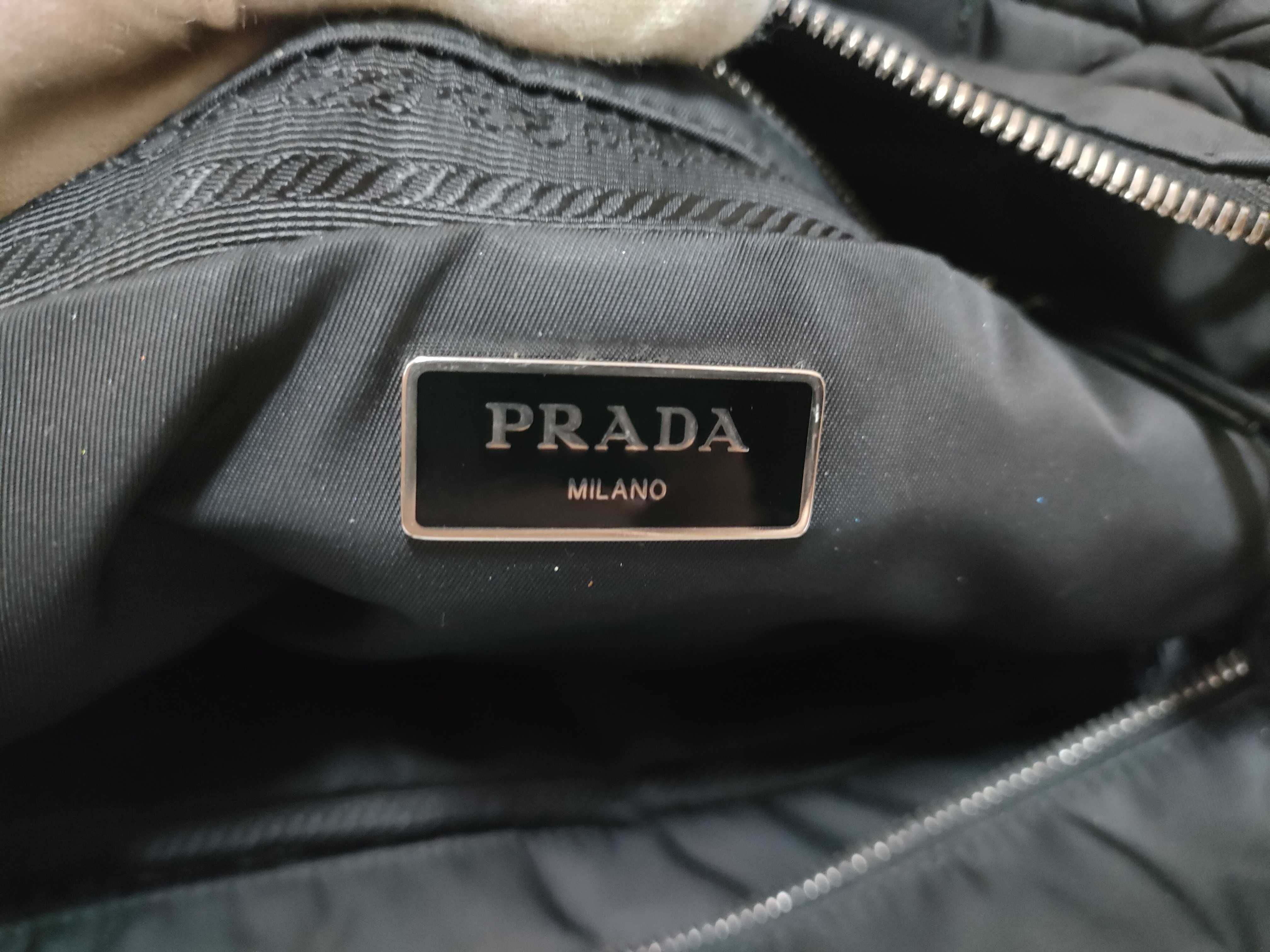 Nylon Prada Tessuto Quilted Nylon x Leather Handbag Black 1BG436 Handbag — view 12