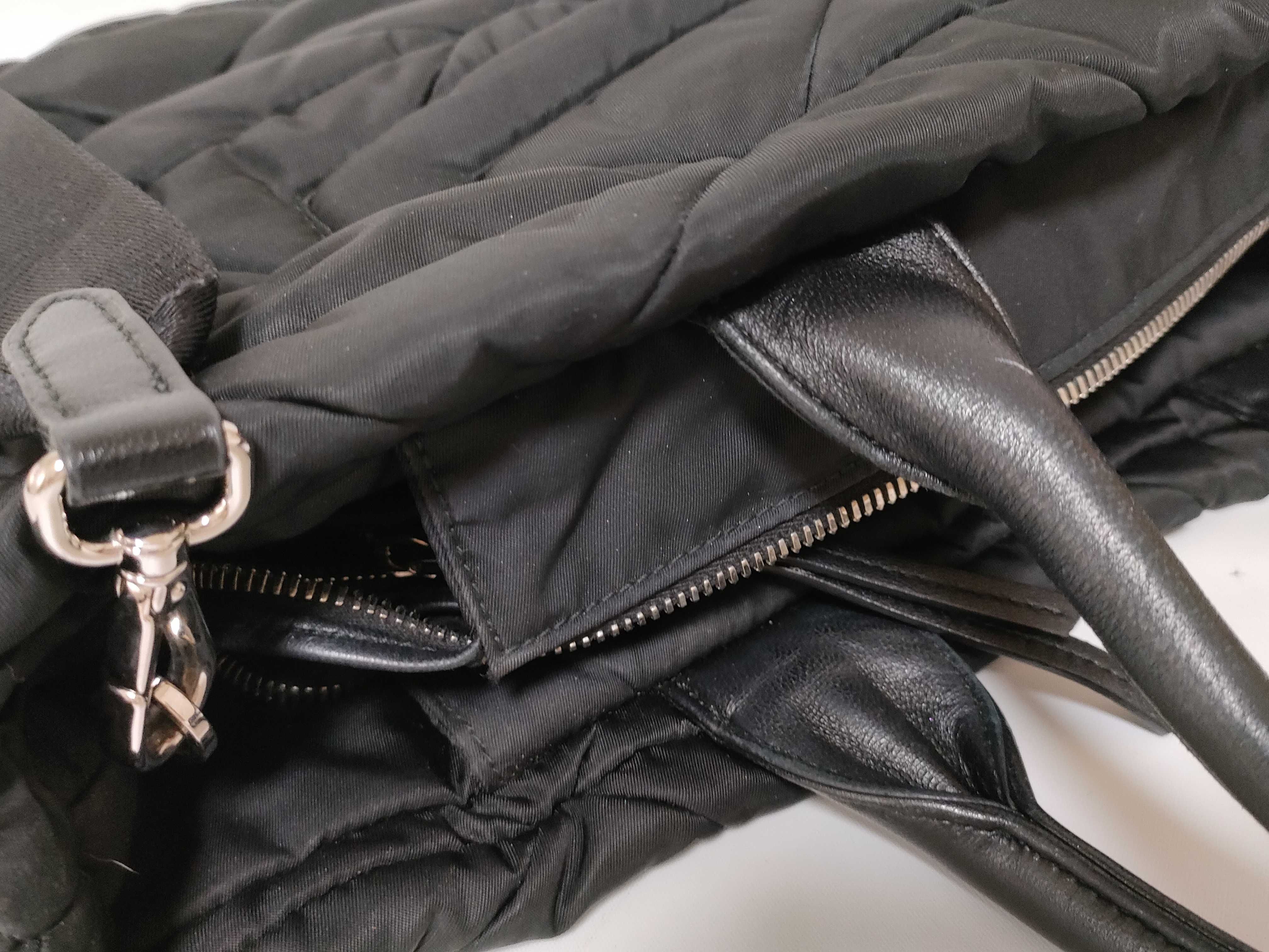 Nylon Prada Tessuto Quilted Nylon x Leather Handbag Black 1BG436 Handbag — view 13