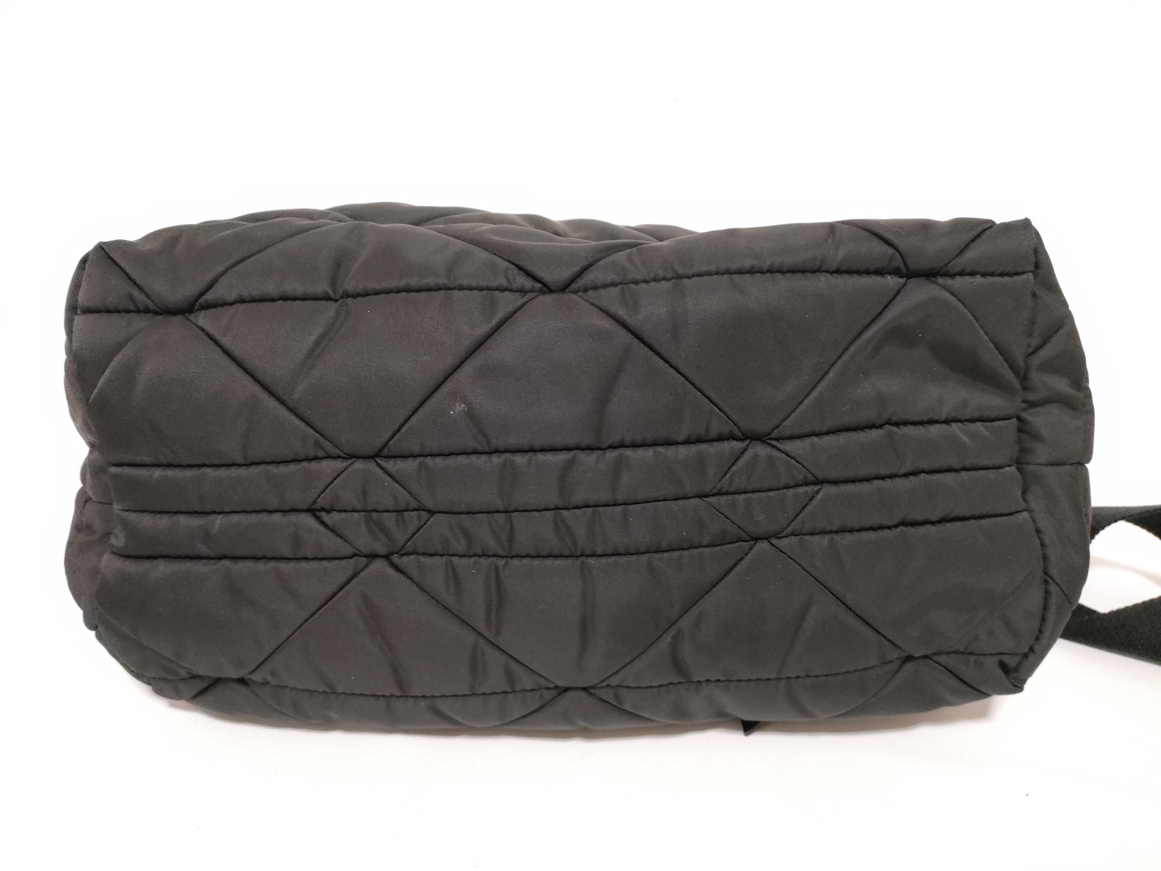 Nylon Prada Tessuto Quilted Nylon x Leather Handbag Black 1BG436 Handbag — view 8