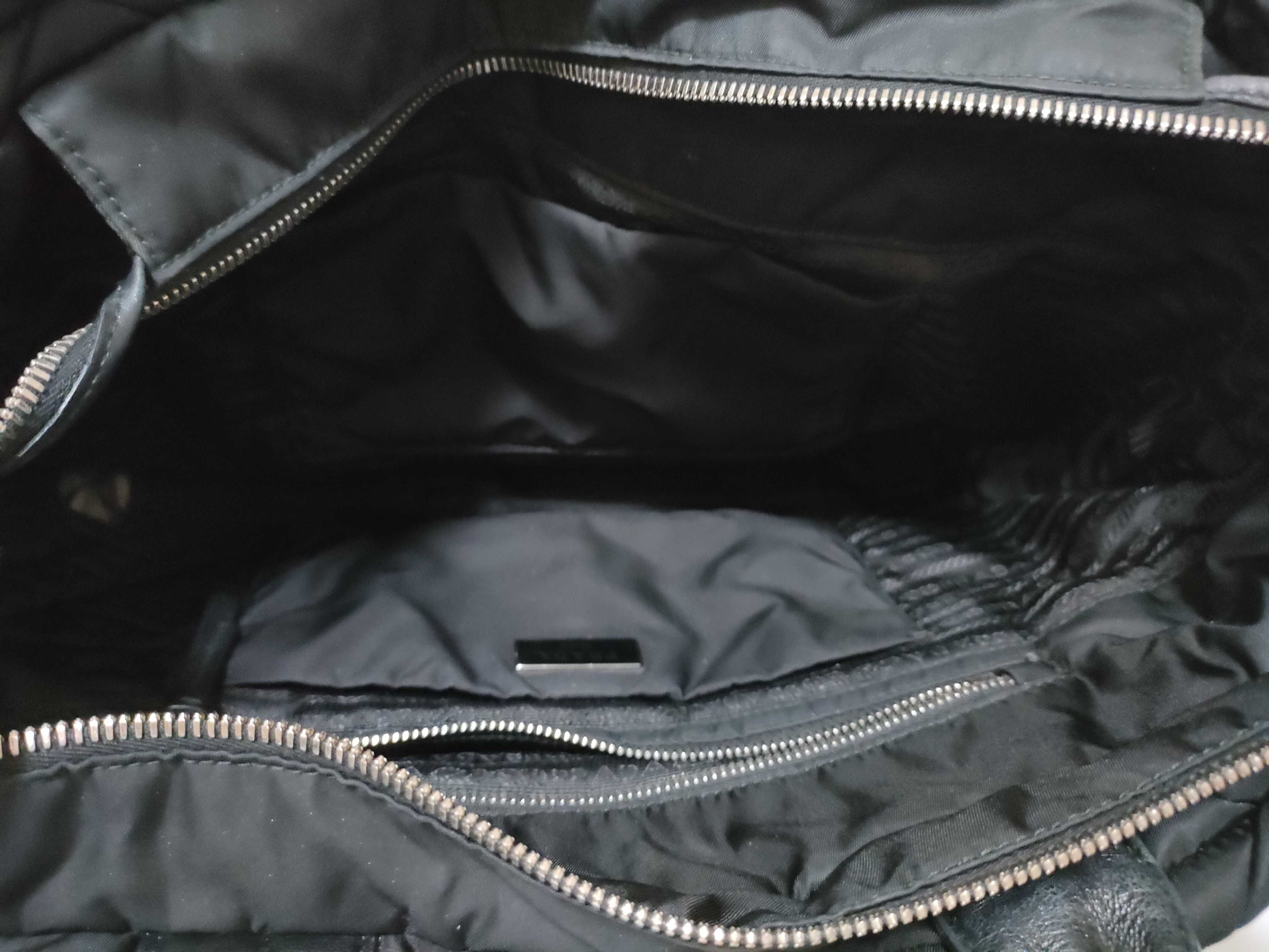 Nylon Prada Tessuto Quilted Nylon x Leather Handbag Black 1BG436 Handbag — view 10