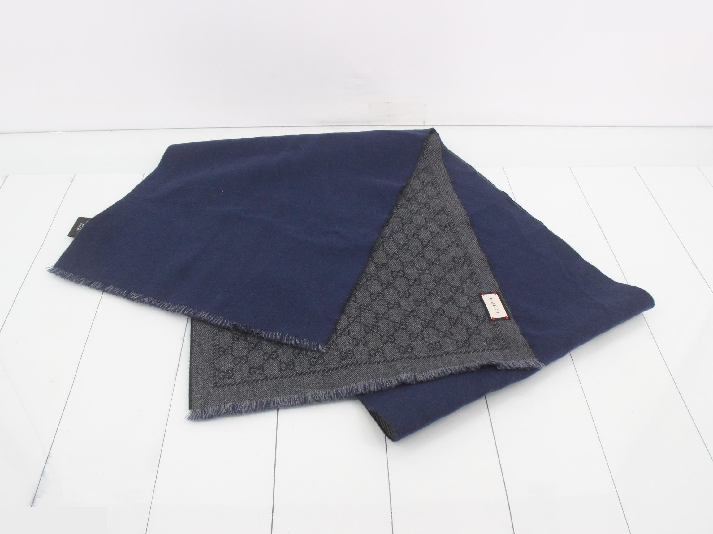 new tag GG pattern scarf, gray — view 2
