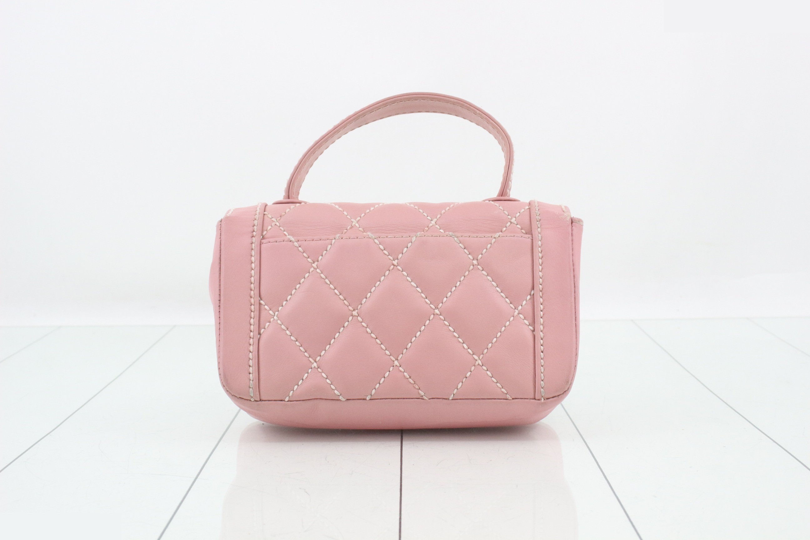 Wild Stitch Leather Handbag, Pink — view 2