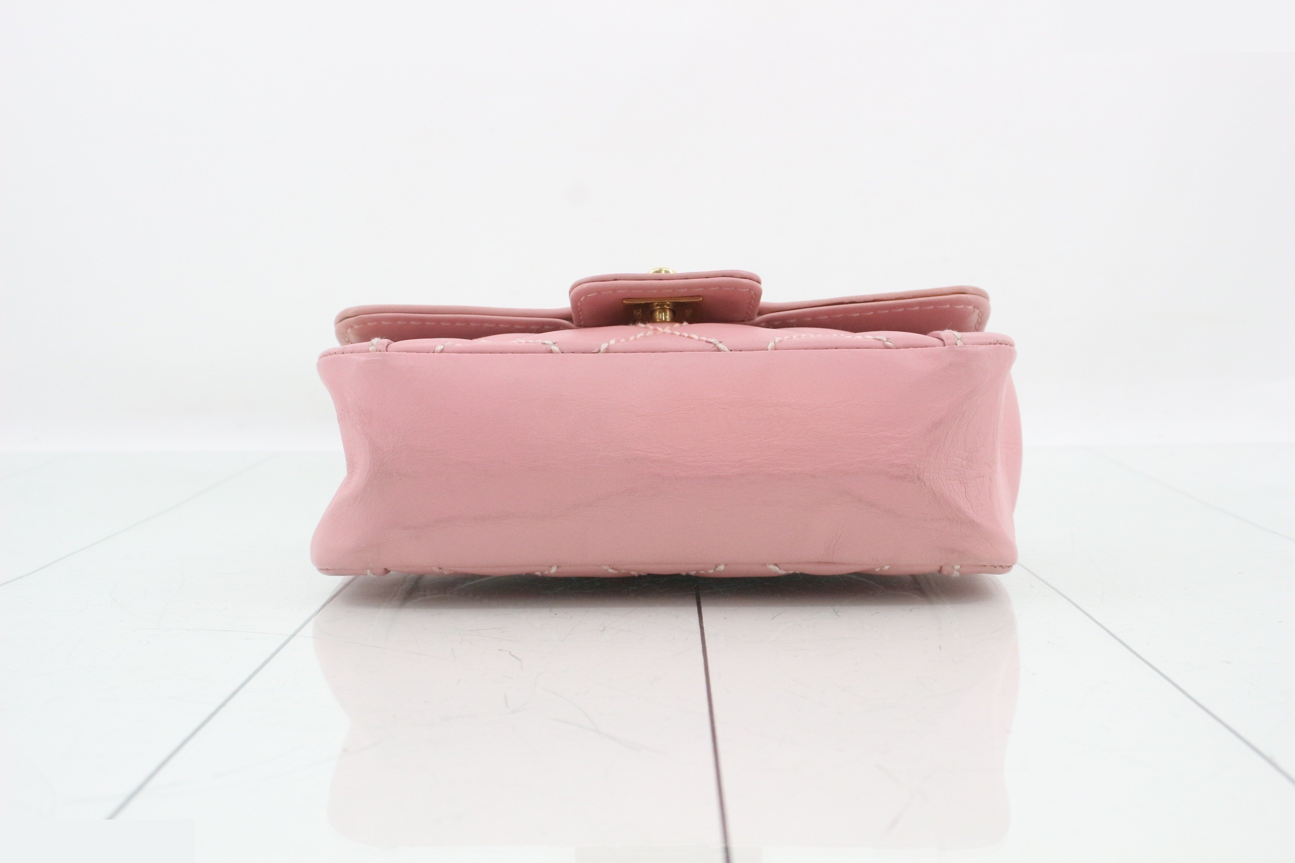Wild Stitch Leather Handbag, Pink — view 3