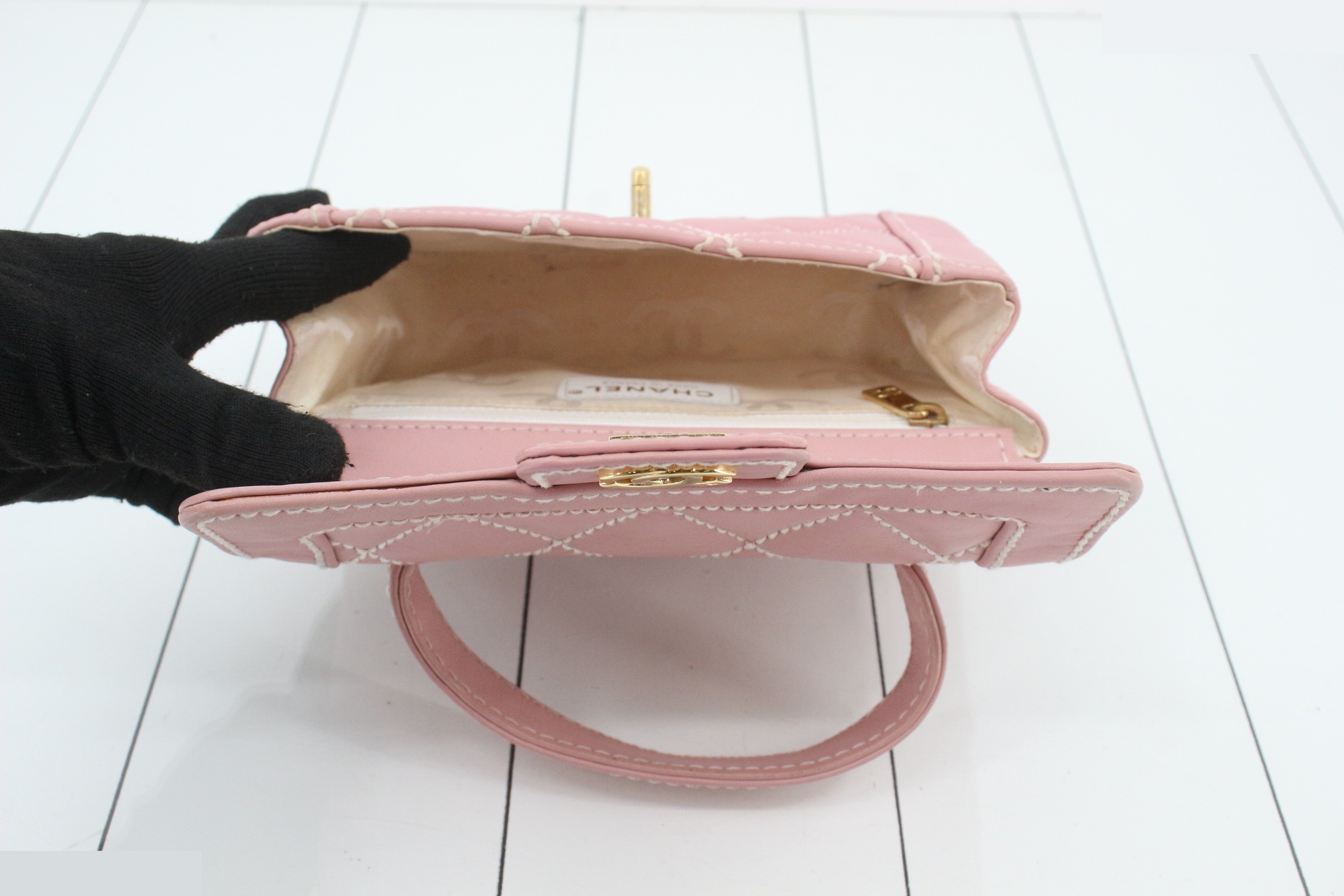 Wild Stitch Leather Handbag, Pink — view 4