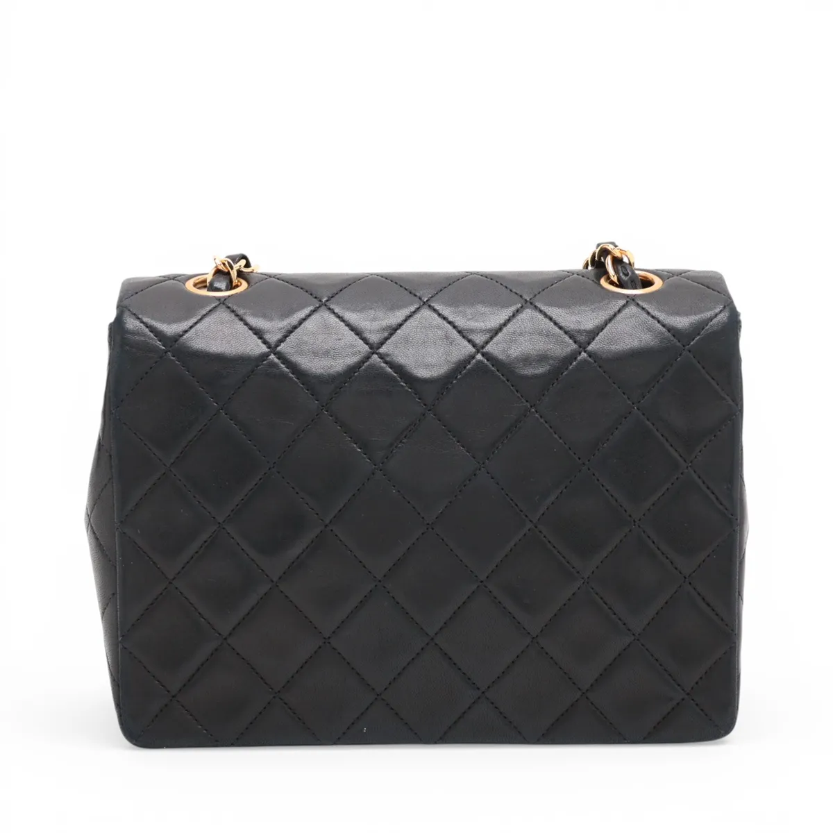 Mini Matelassé 20 Lambskin Single Flap Single Chain Bag, Black with Gold Hardware, A69900 — view 2