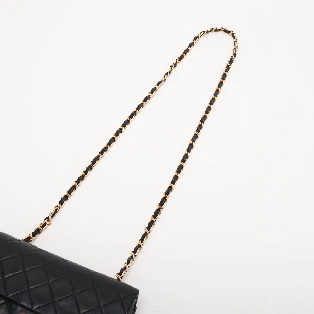 Mini Matelassé 20 Lambskin Single Flap Single Chain Bag, Black with Gold Hardware, A69900 — view 5