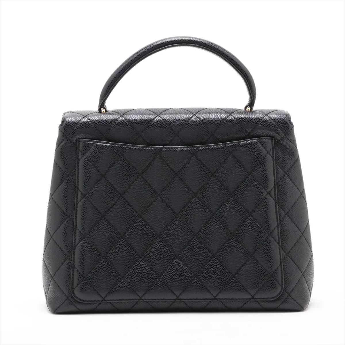 Matelassé Caviar Skin Handbag, Black with Gold Hardware, 9574029, Series 9 — view 2