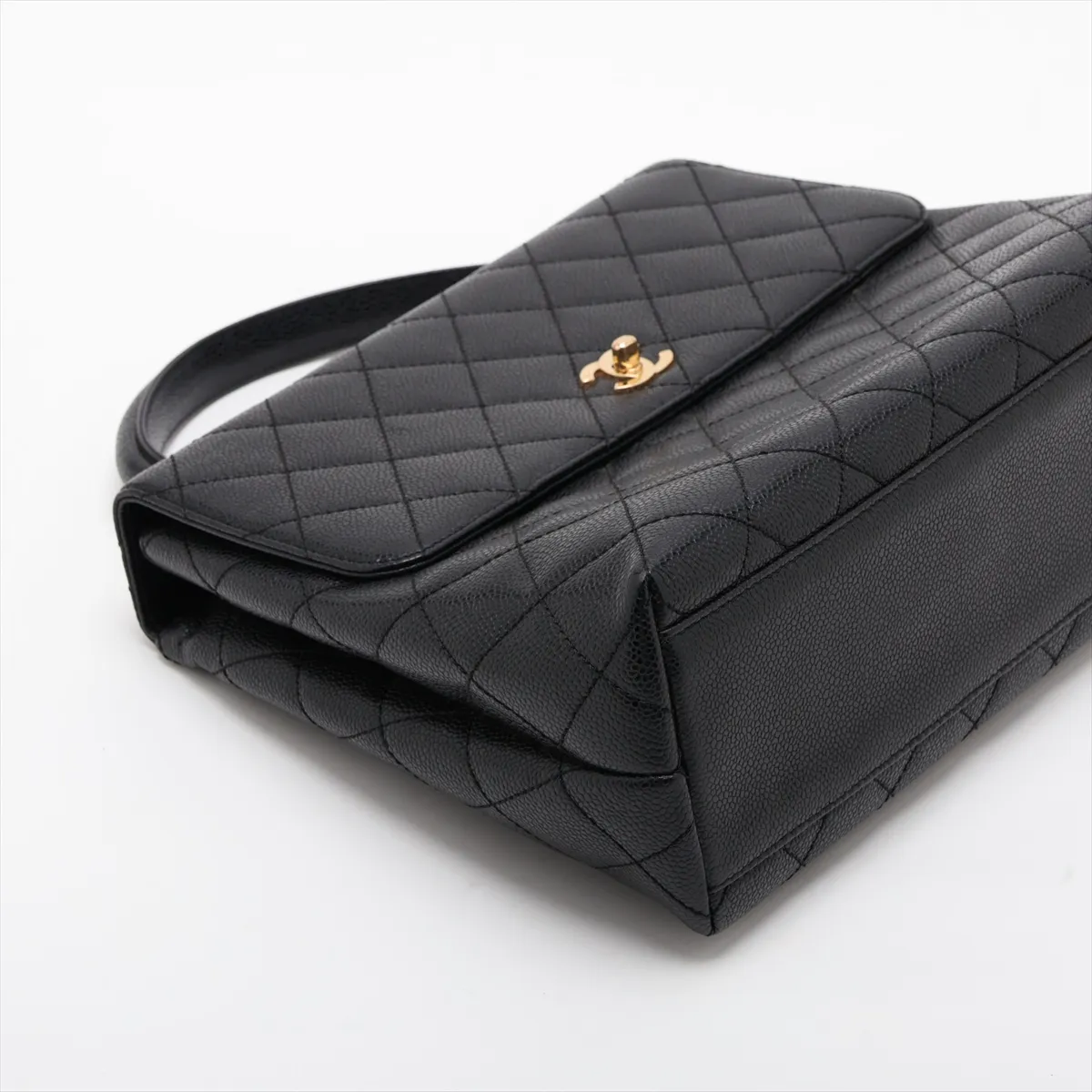 Matelassé Caviar Skin Handbag, Black with Gold Hardware, 9574029, Series 9 — view 4