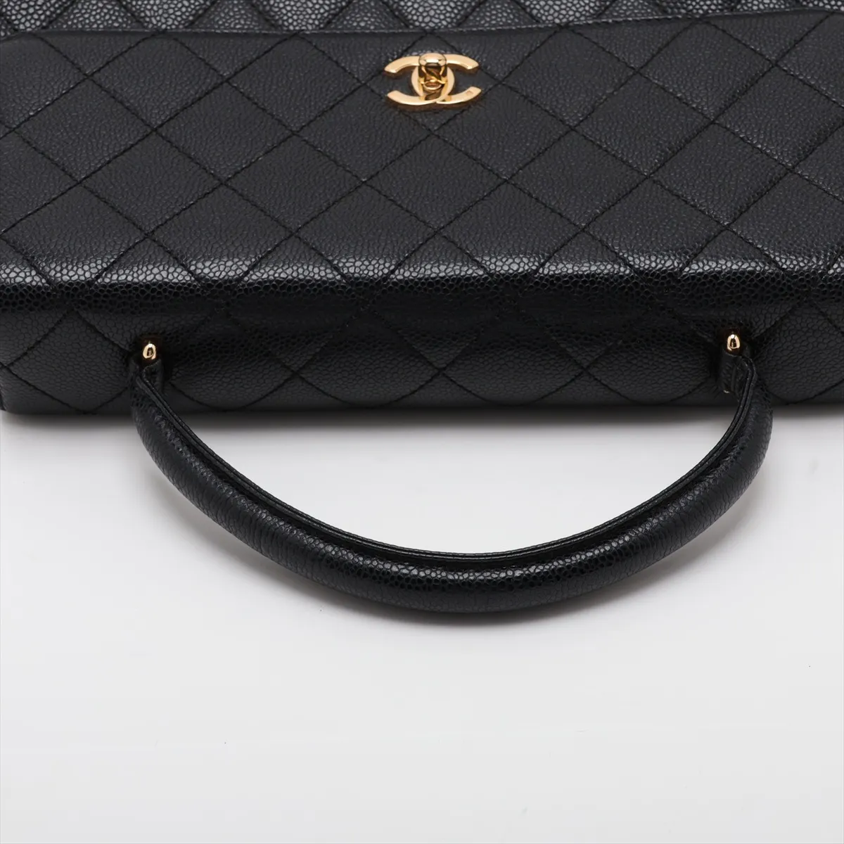 Matelassé Caviar Skin Handbag, Black with Gold Hardware, 9574029, Series 9 — view 5
