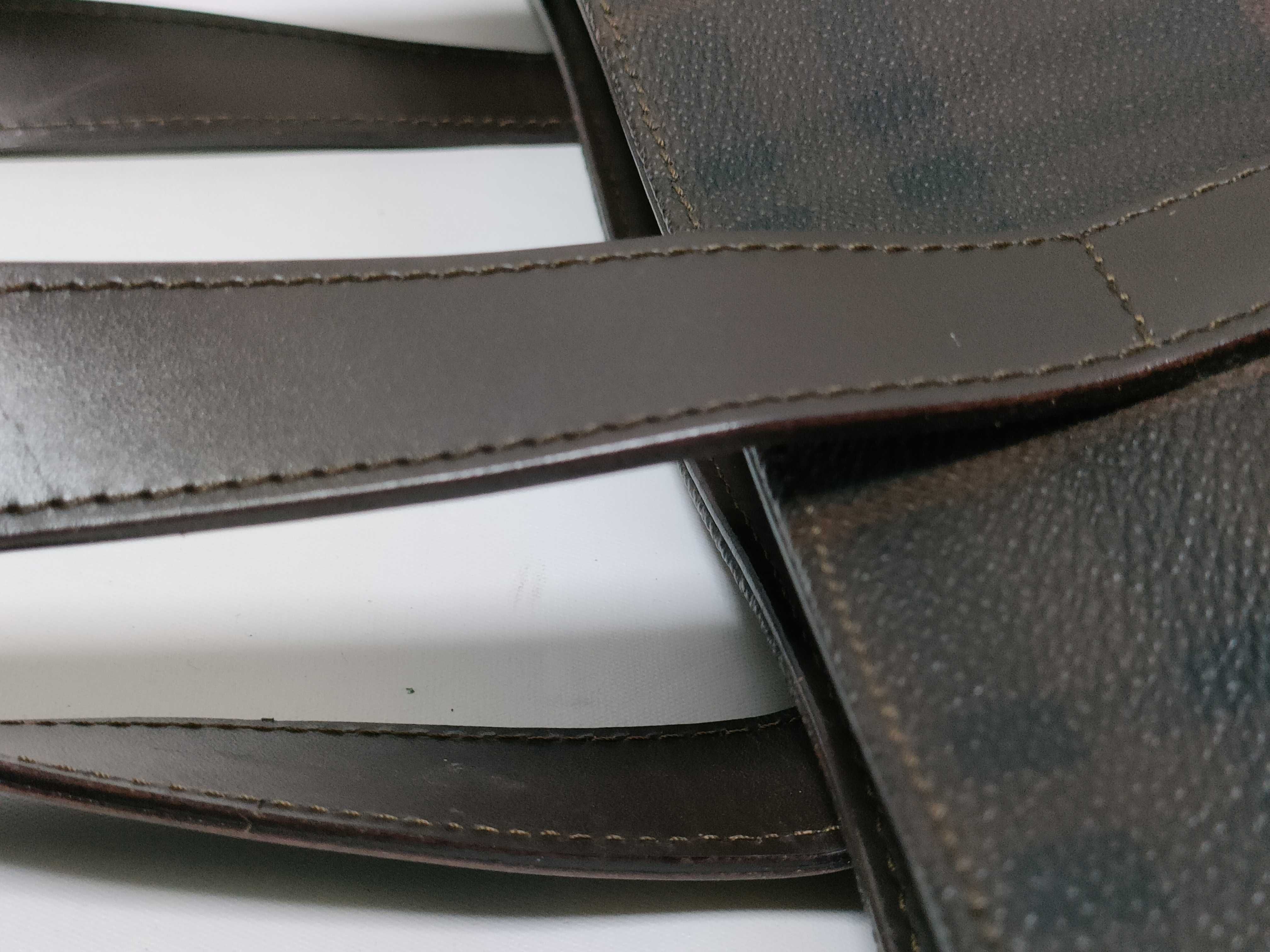 Checkered Leather Tote Bag, Brown Tote Bag — view 5