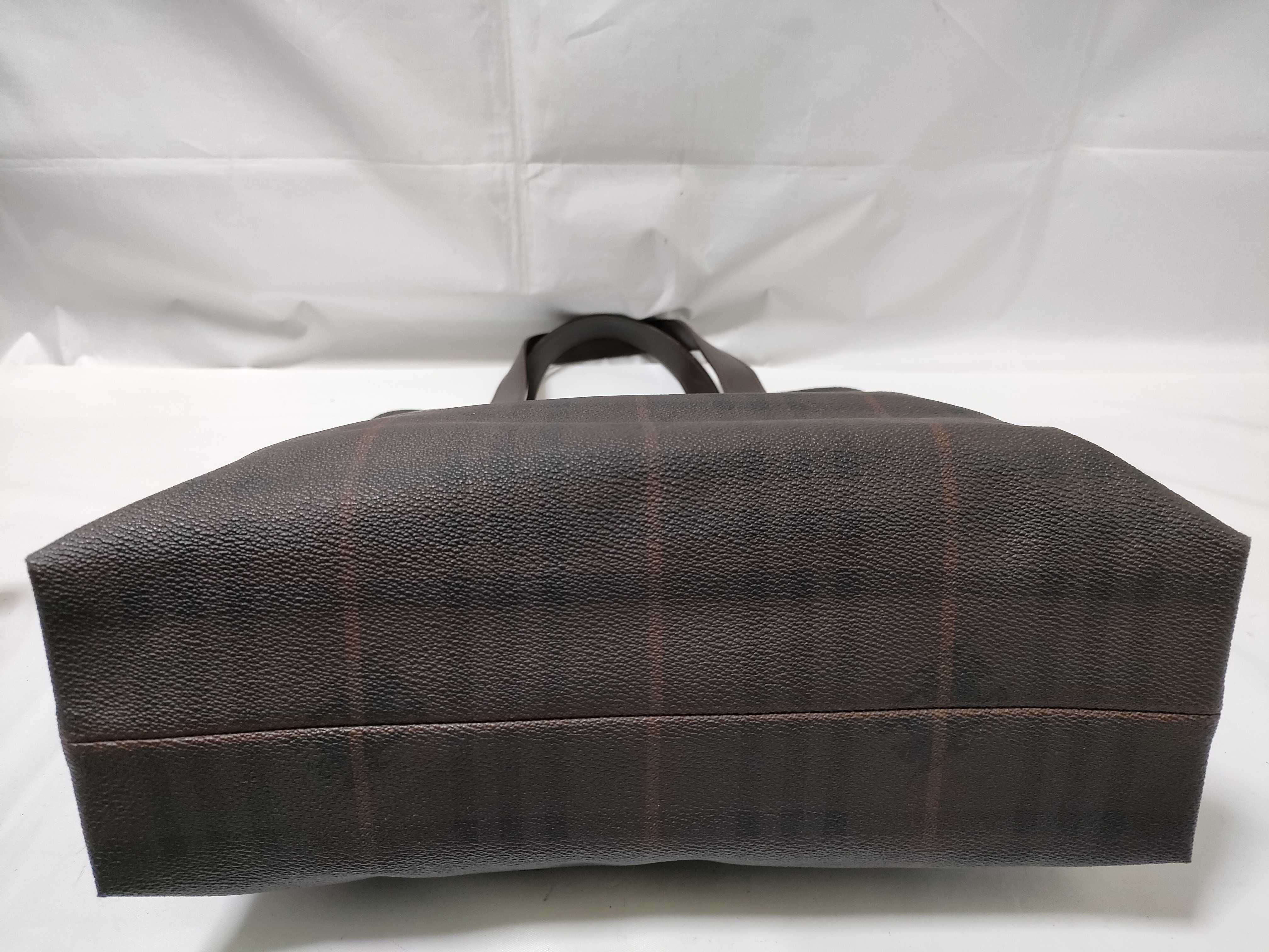Checkered Leather Tote Bag, Brown Tote Bag — view 7