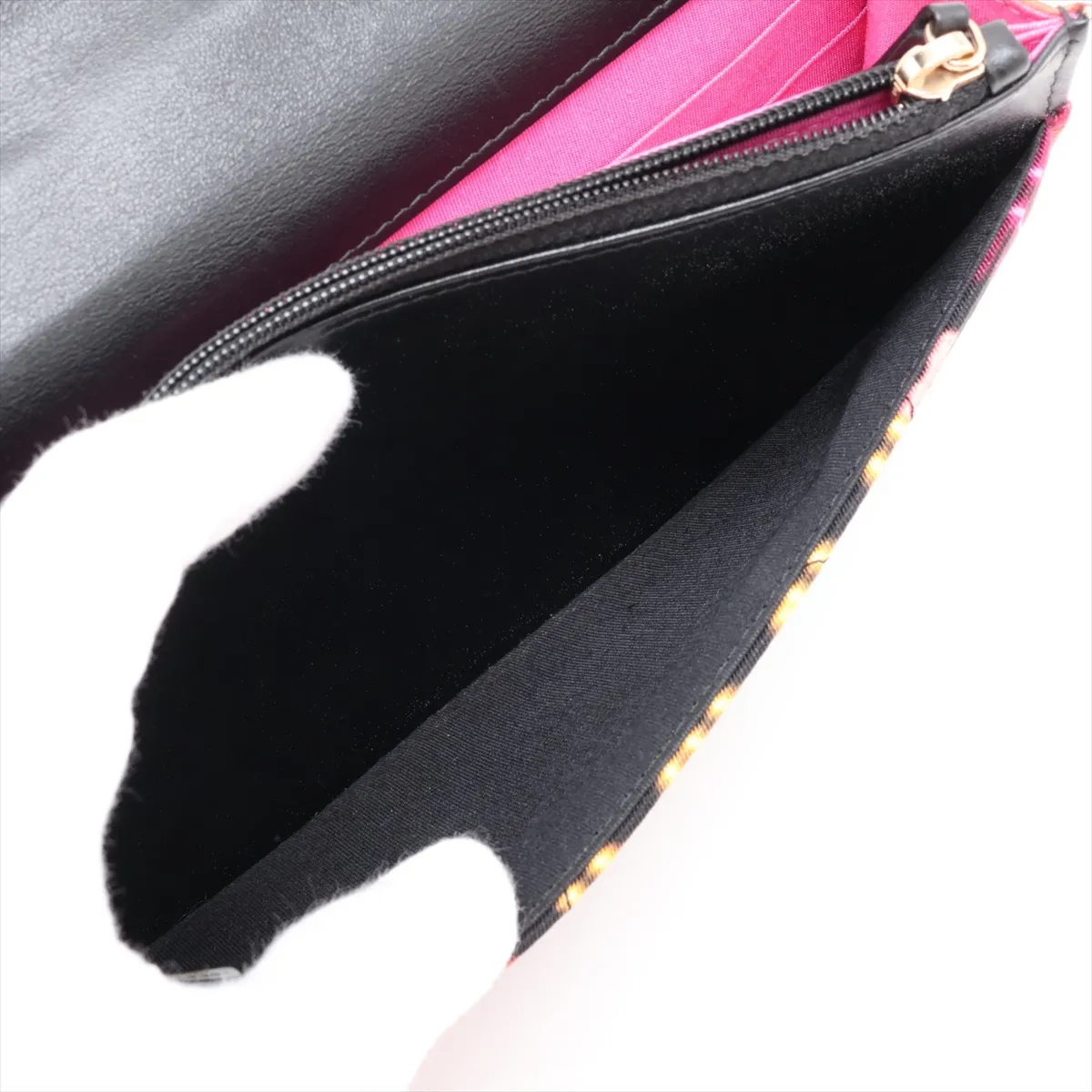 19 Fabric x Lambskin Chain Wallet Black Gold x Silver Hardware 31213301 Serial Number 31 — view 11