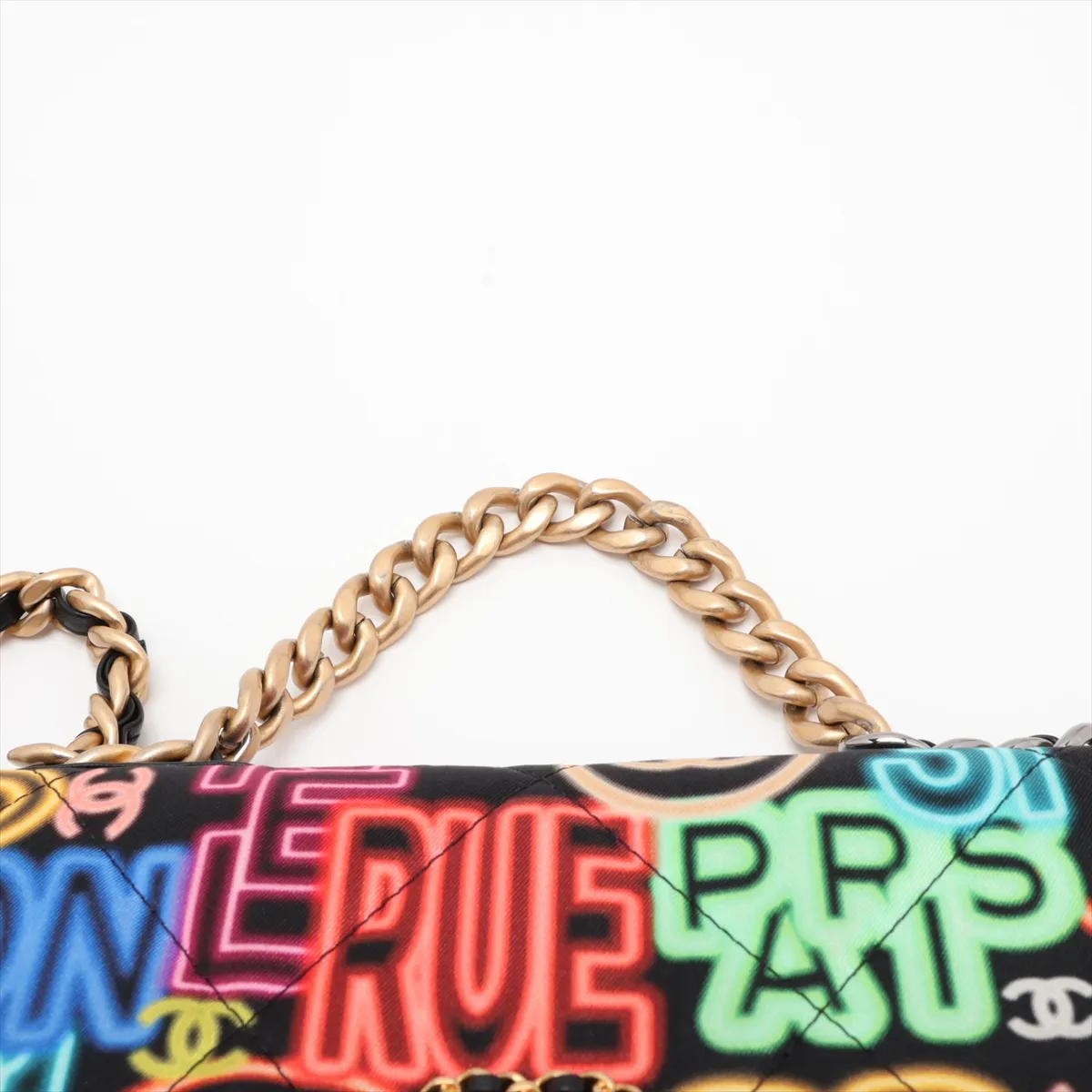 19 Fabric x Lambskin Chain Wallet Black Gold x Silver Hardware 31213301 Serial Number 31 — view 6
