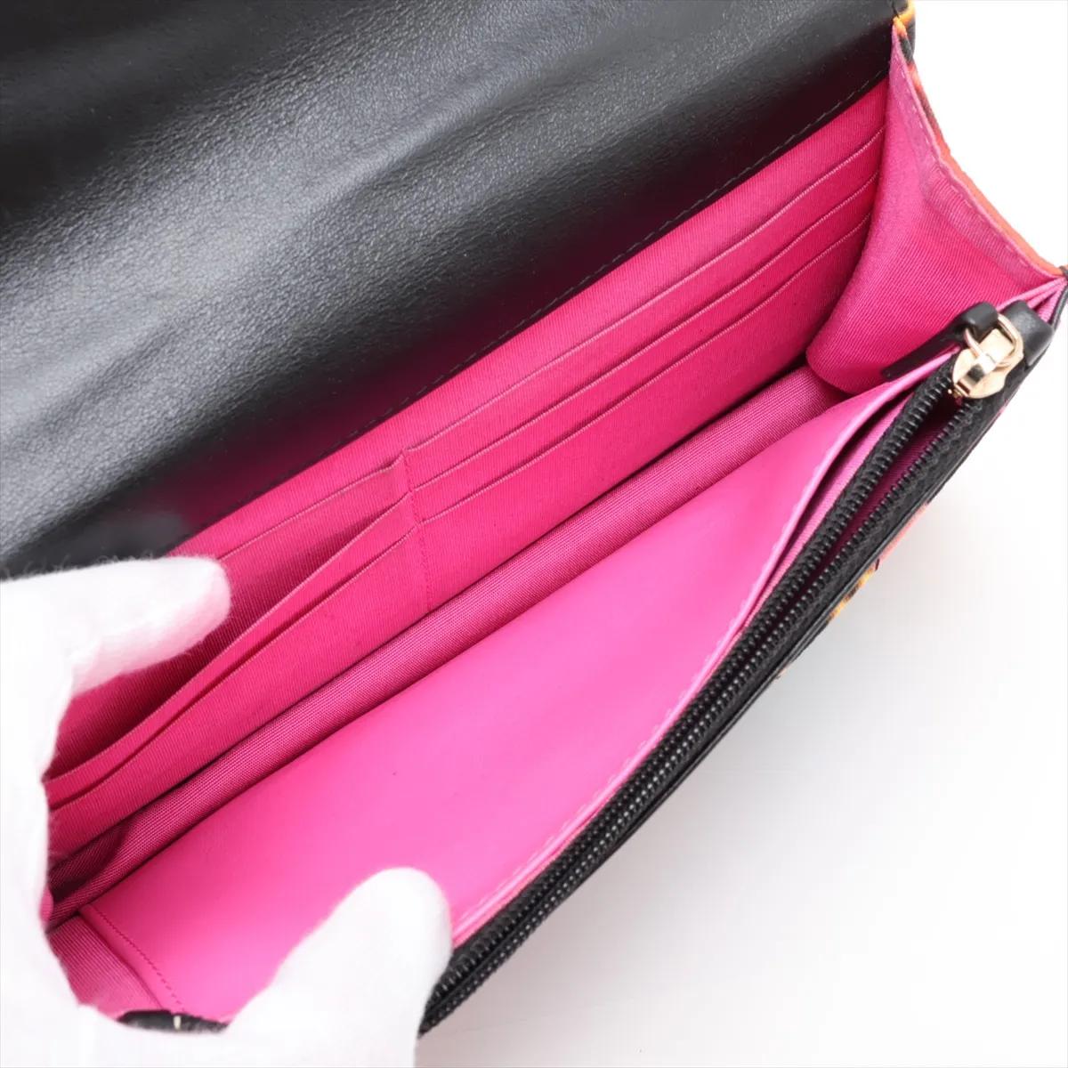 19 Fabric x Lambskin Chain Wallet Black Gold x Silver Hardware 31213301 Serial Number 31 — view 8