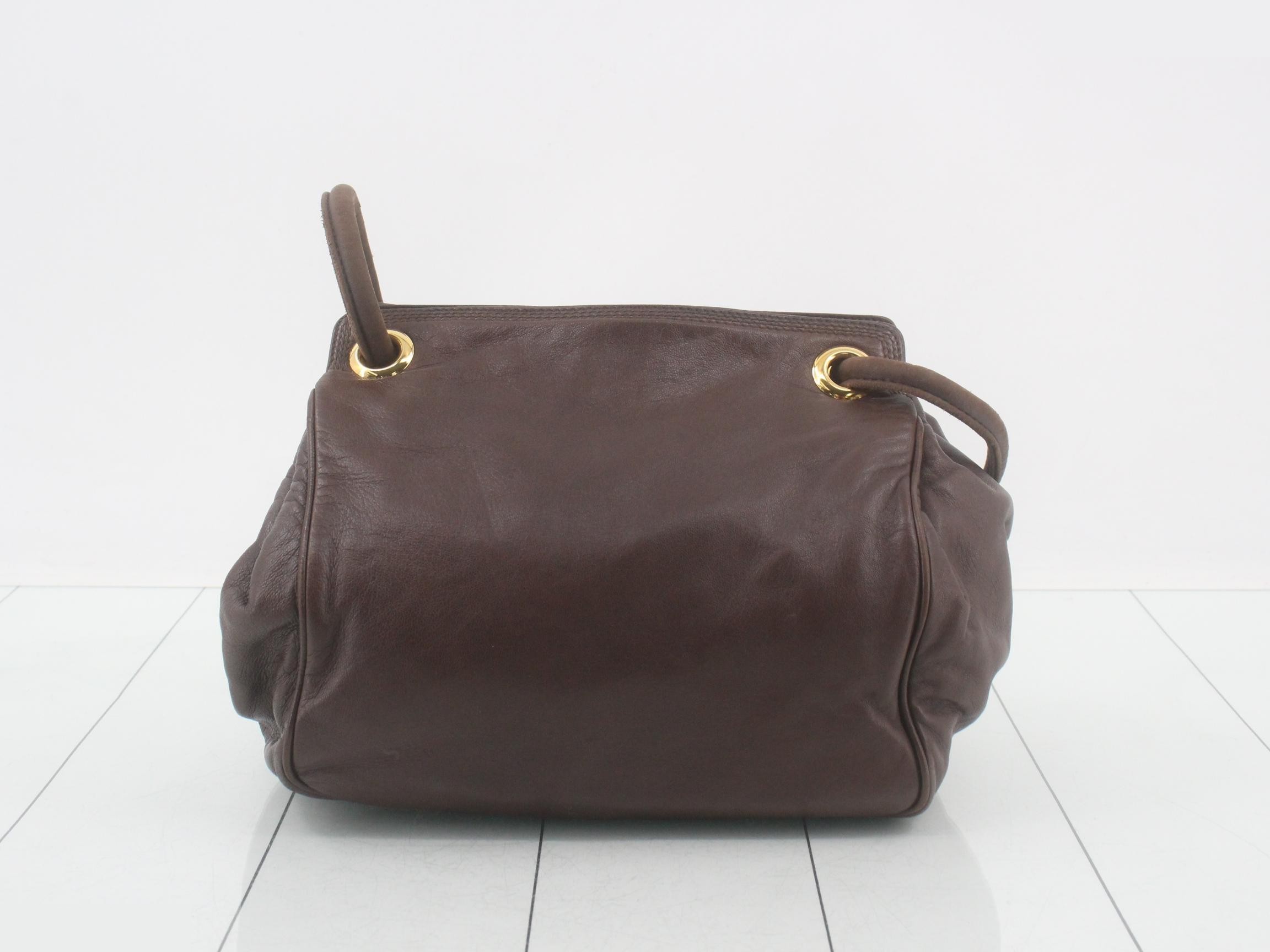 Anagram Nappa Leather Shoulder Bag, Brown — view 2