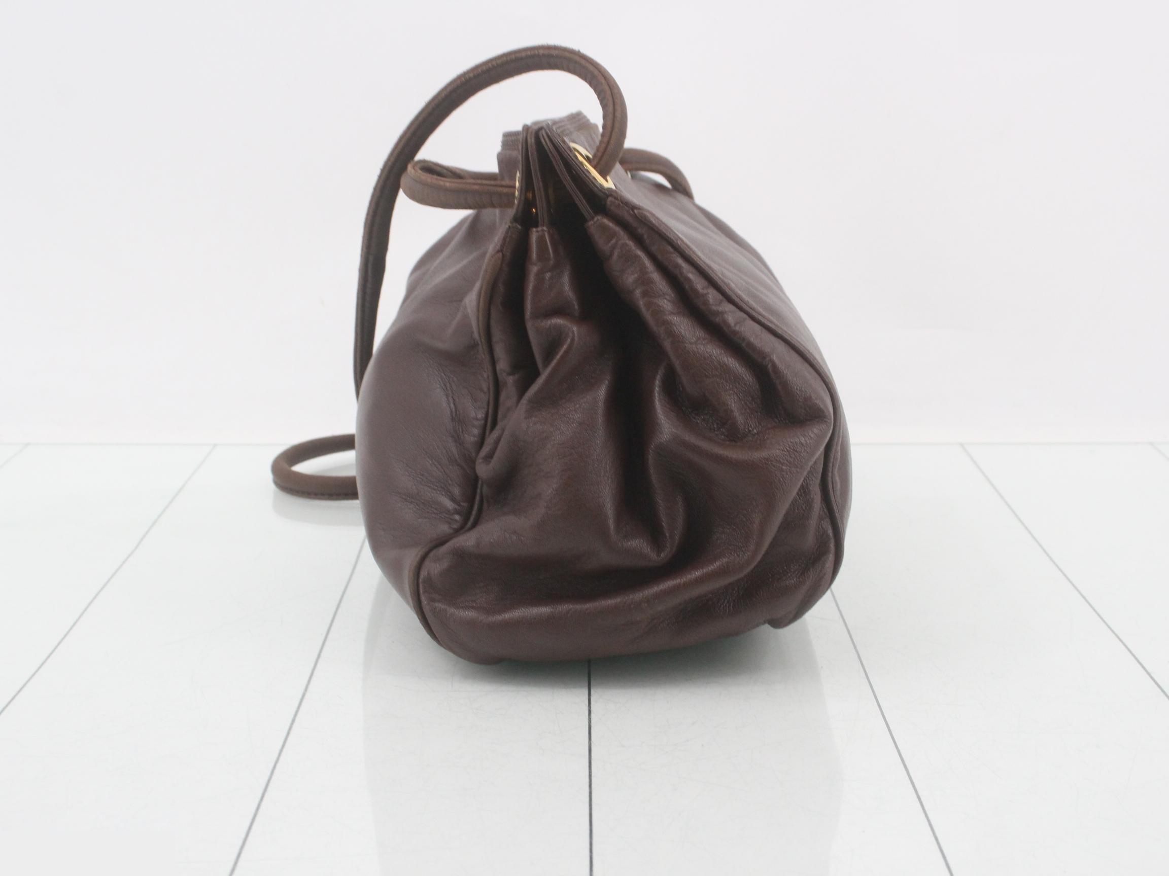 Anagram Nappa Leather Shoulder Bag, Brown — view 3