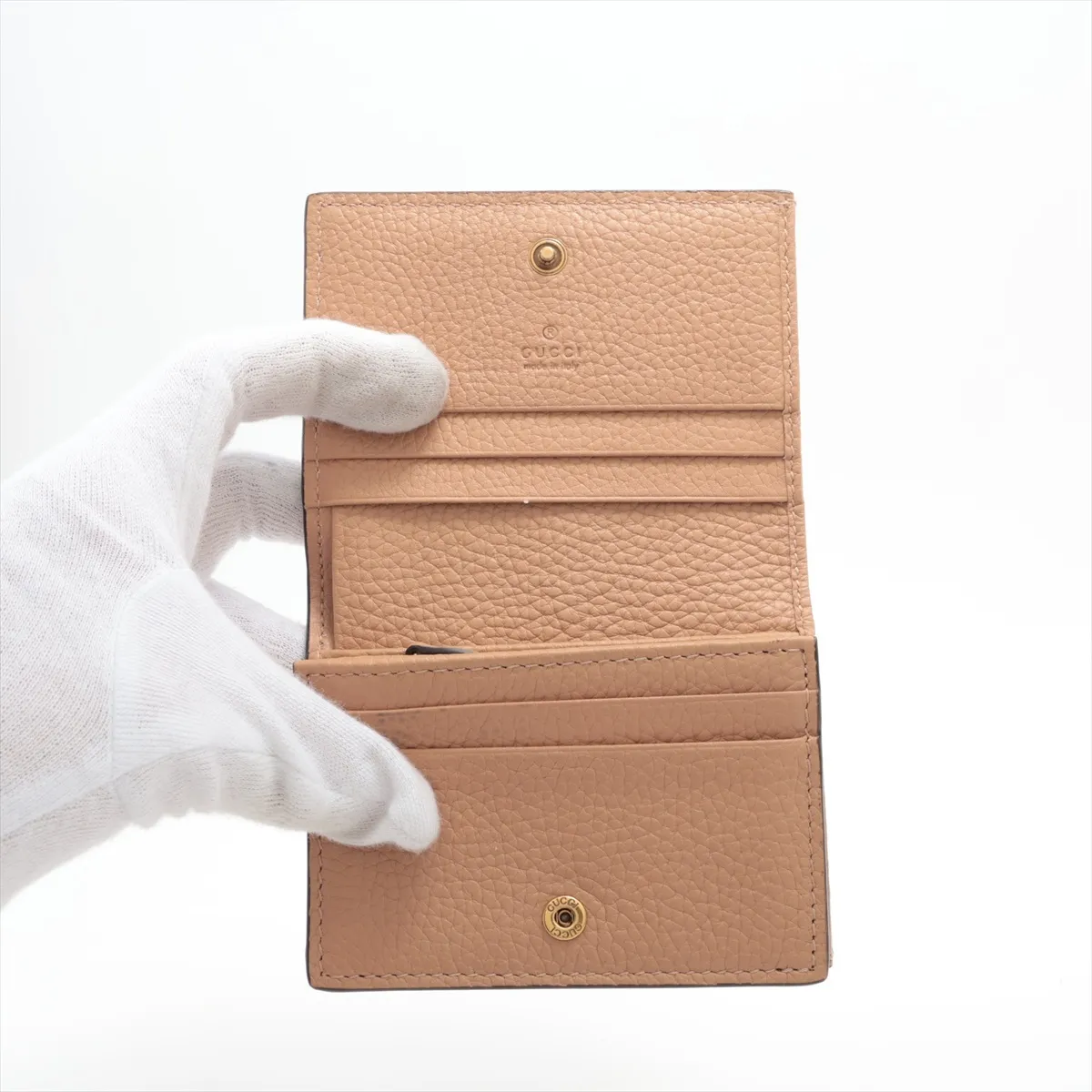 Interlocking G 746059 Leather Compact Wallet Beige — view 3